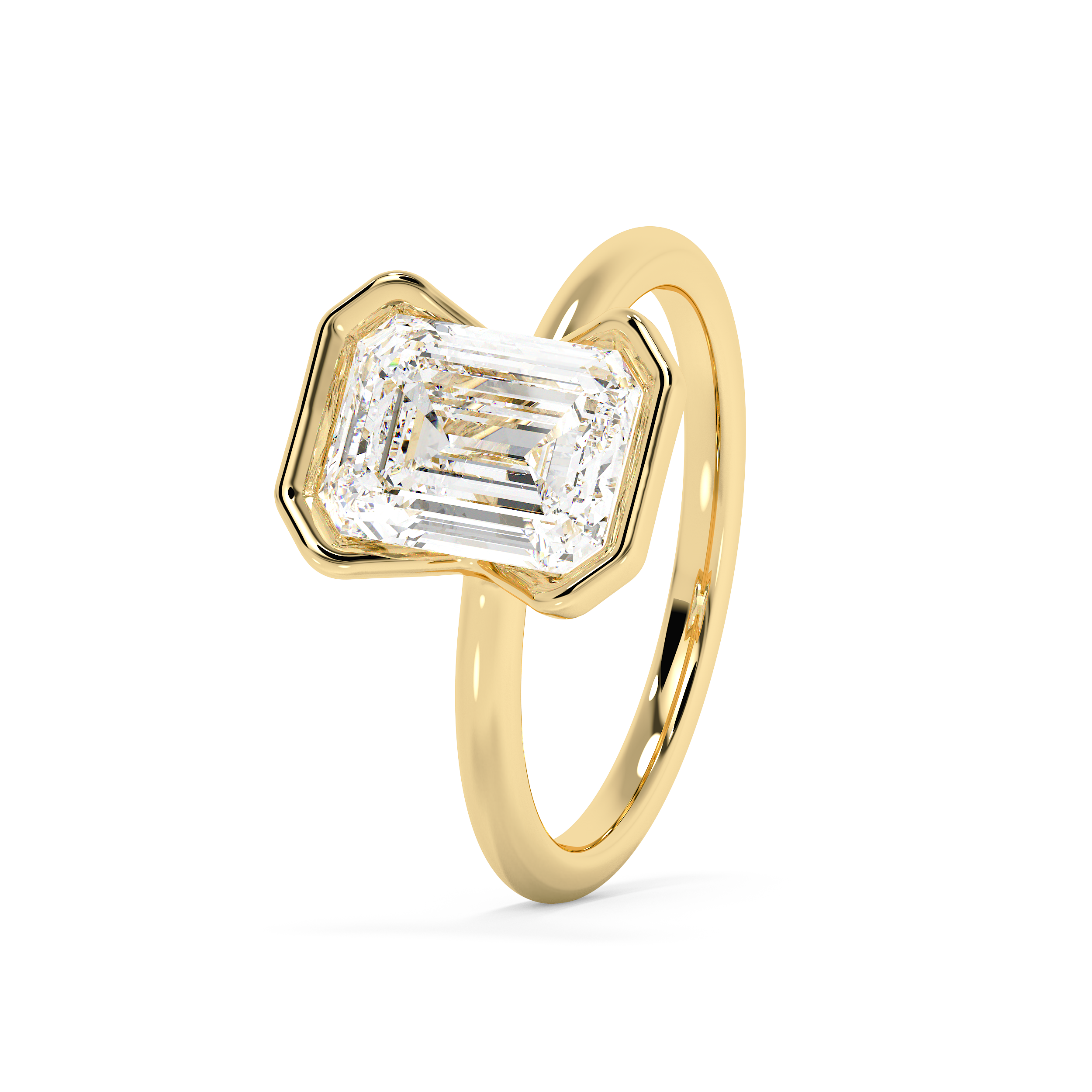 Emerald Solitaire Lab Grown Diamond Engagement Ring