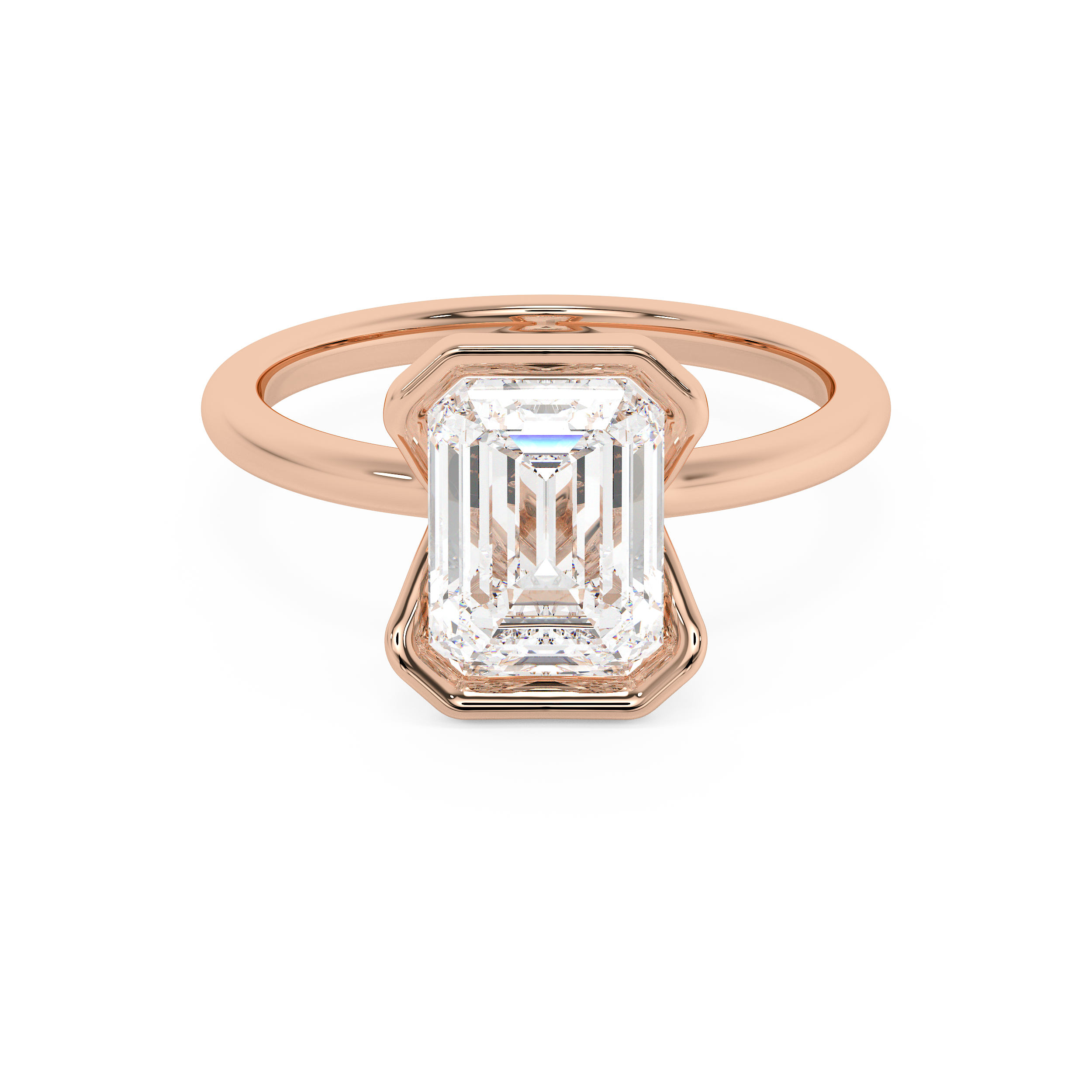 Emerald Solitaire Lab Grown Diamond Engagement Ring