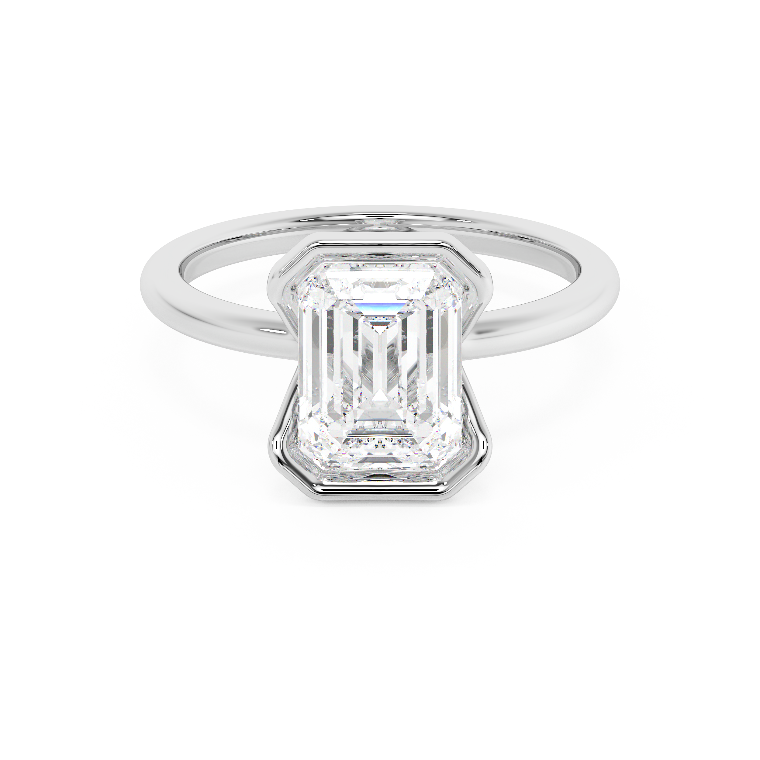 Emerald Solitaire Lab Grown Diamond Engagement Ring