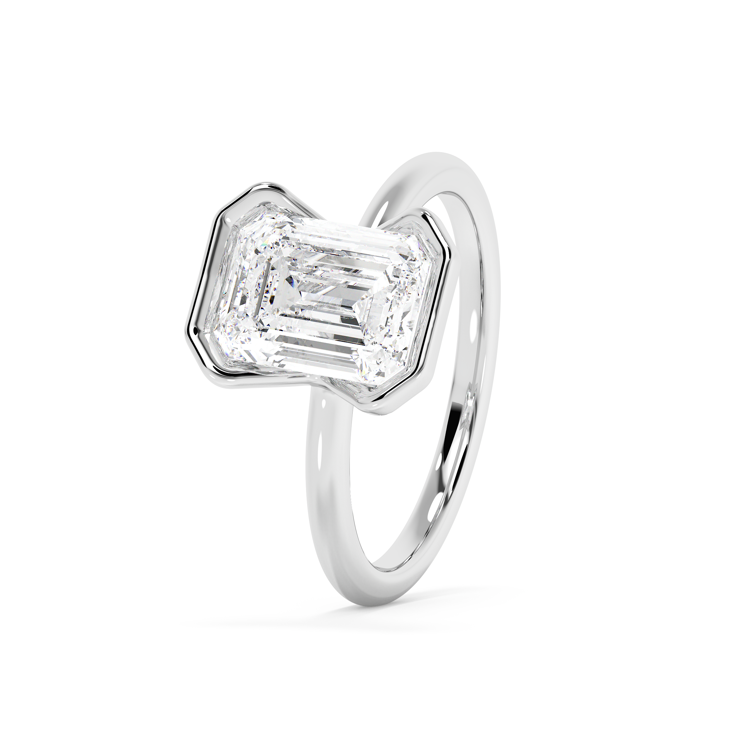 Emerald Solitaire Lab Grown Diamond Engagement Ring