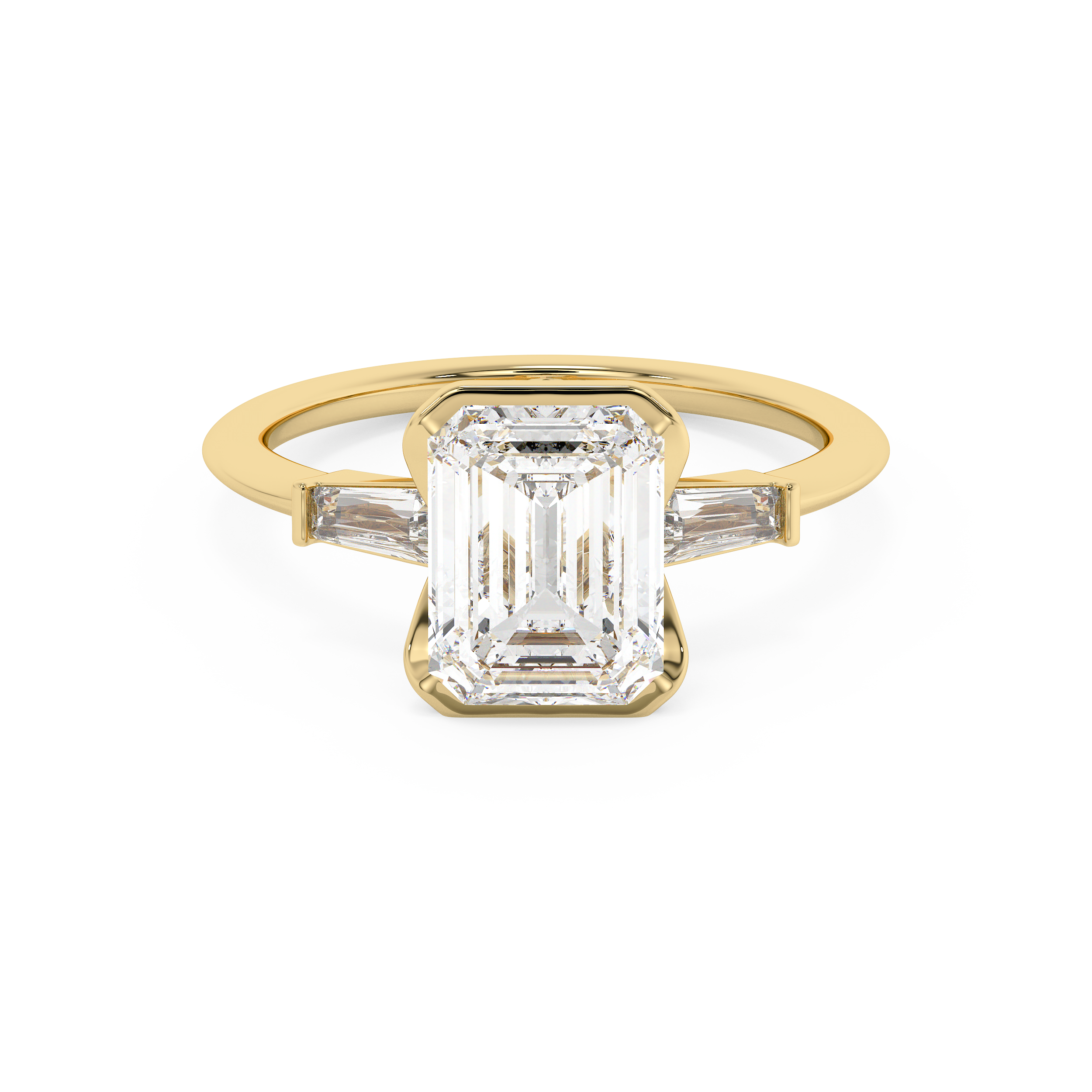 Emerald Solitaire Lab Grown Diamond Engagement Ring