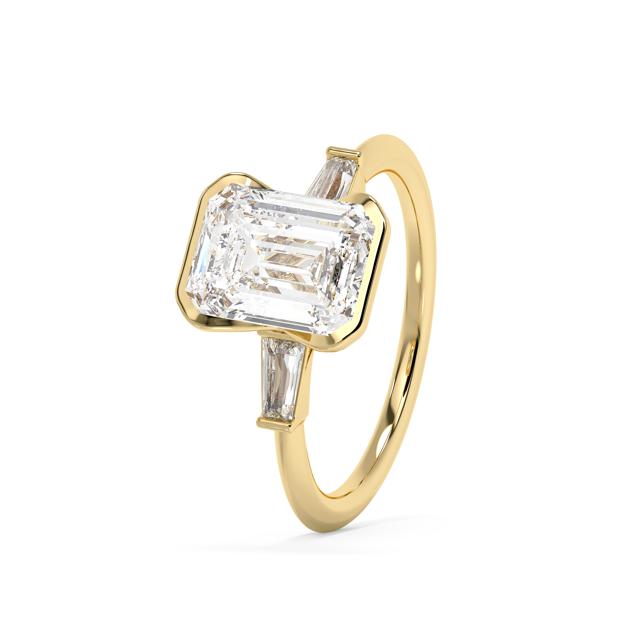 Emerald Solitaire Lab Grown Diamond Engagement Ring