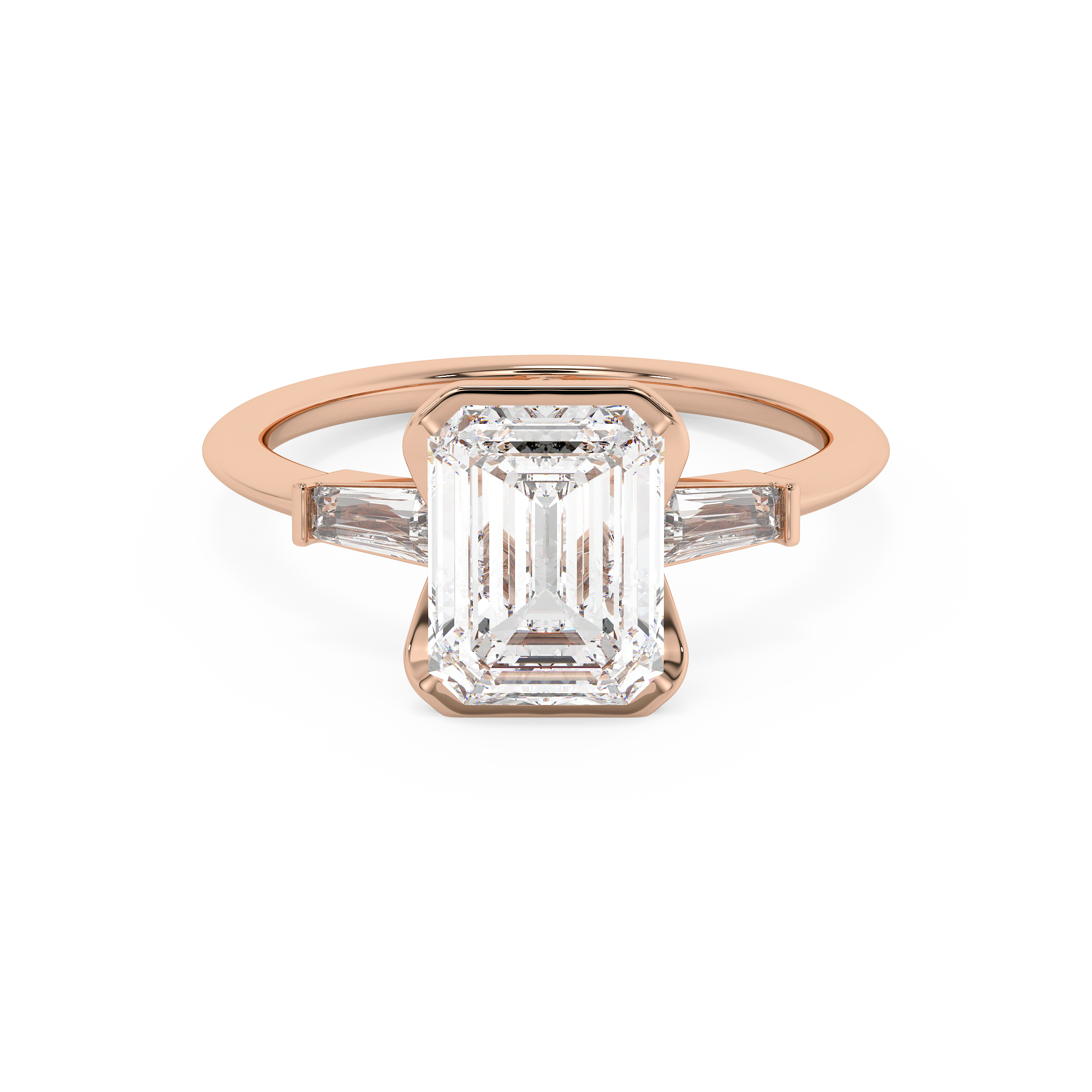 Emerald Solitaire Lab Grown Diamond Engagement Ring