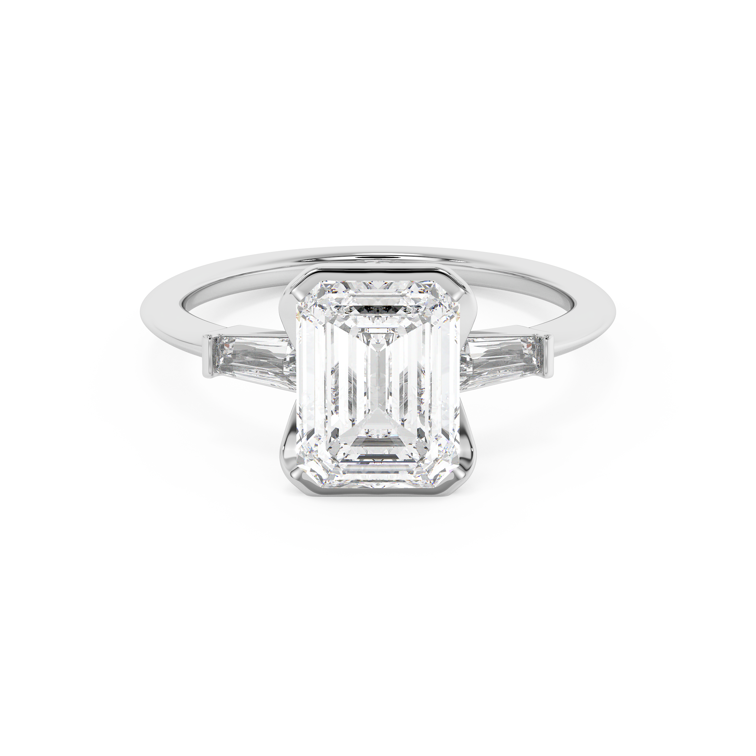 Emerald Solitaire Lab Grown Diamond Engagement Ring