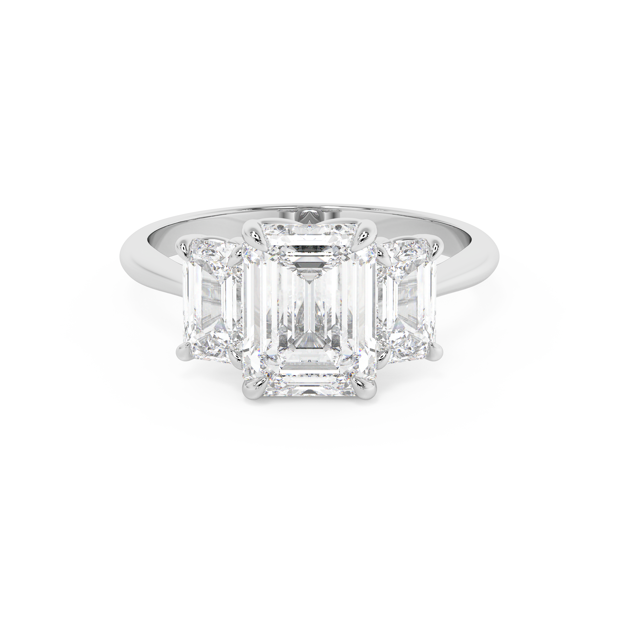 Emerald Solitaire Lab Grown Diamond Engagement Ring