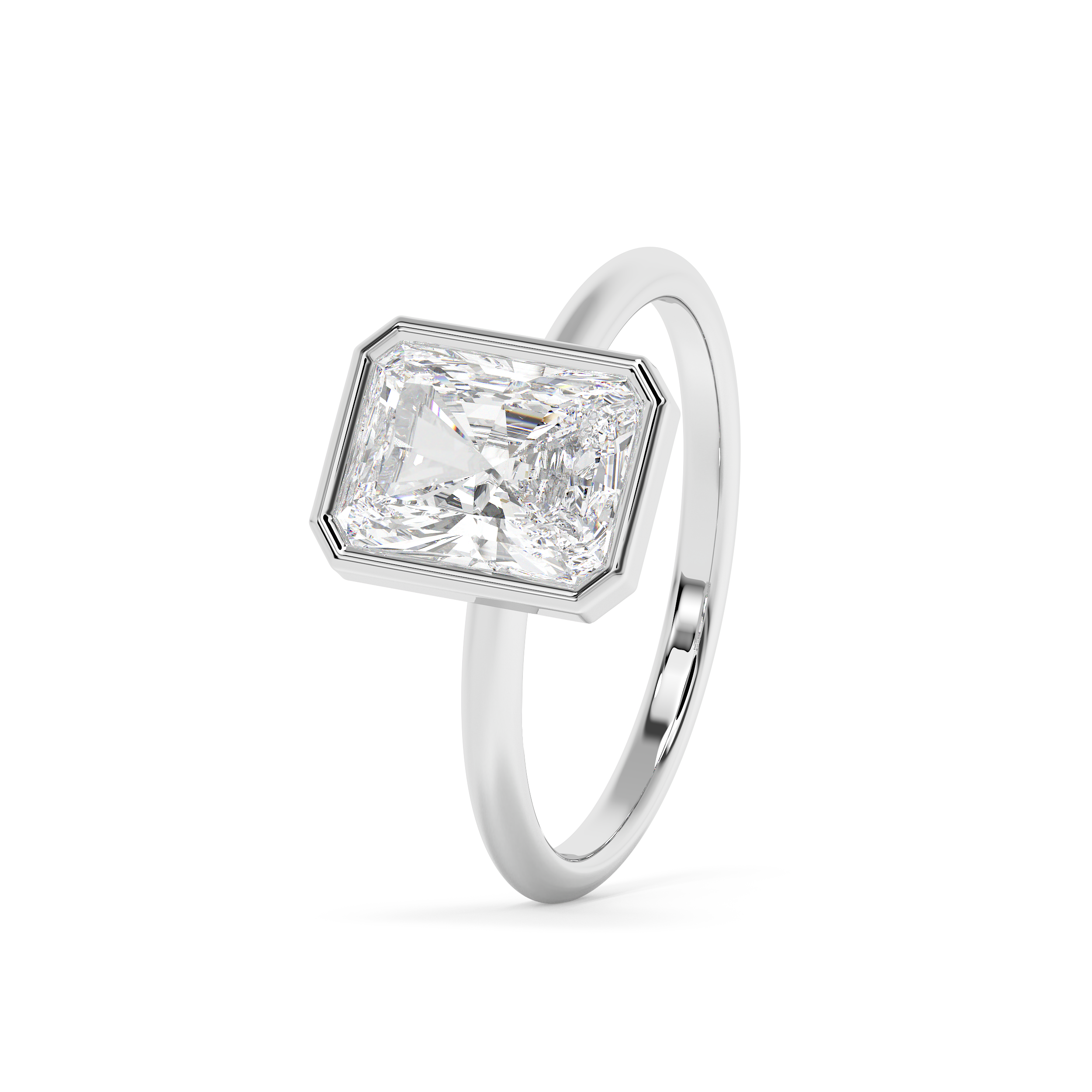 Emerald Solitaire Lab Grown Diamond Engagement Ring