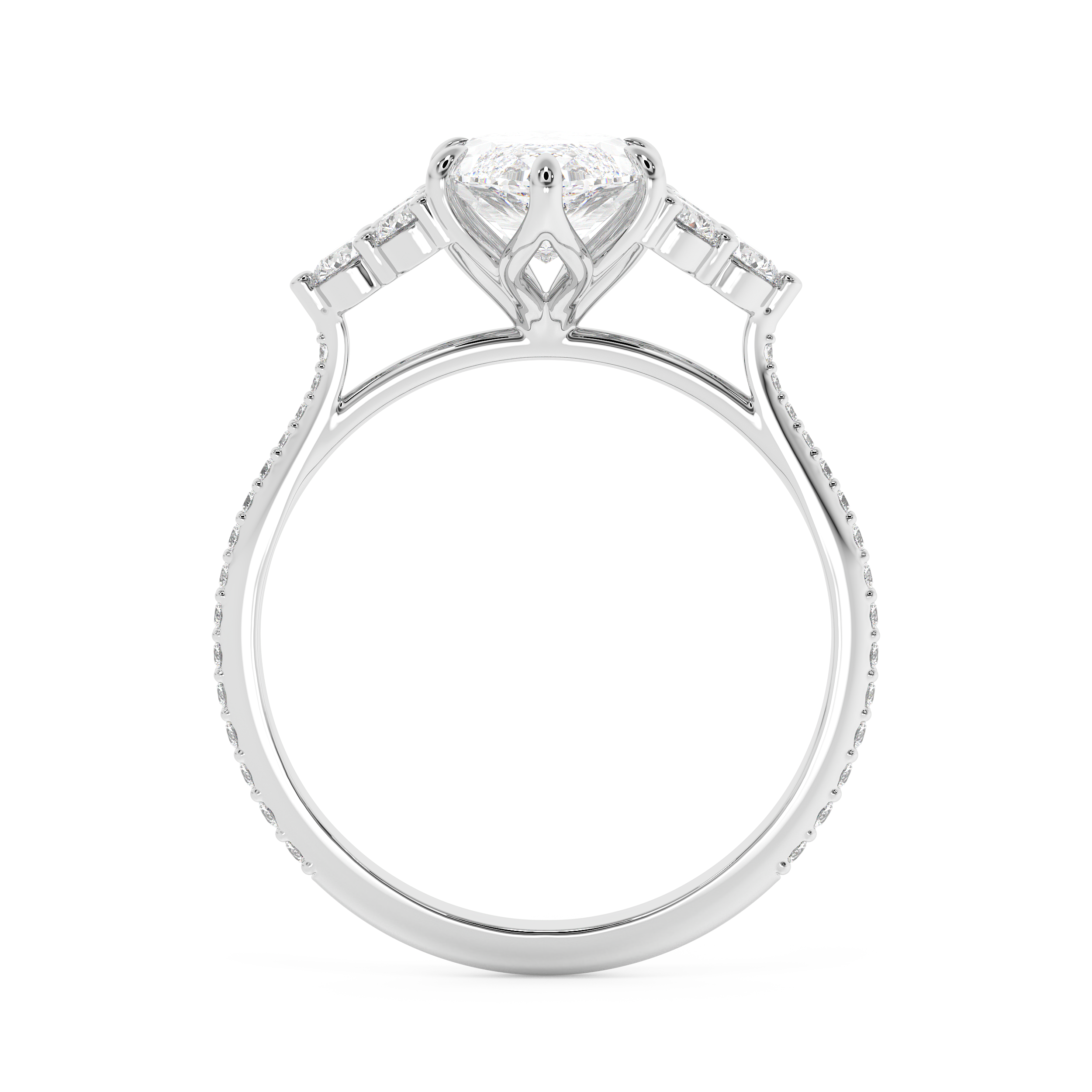 Emerald Solitaire Lab Grown Diamond Engagement Ring