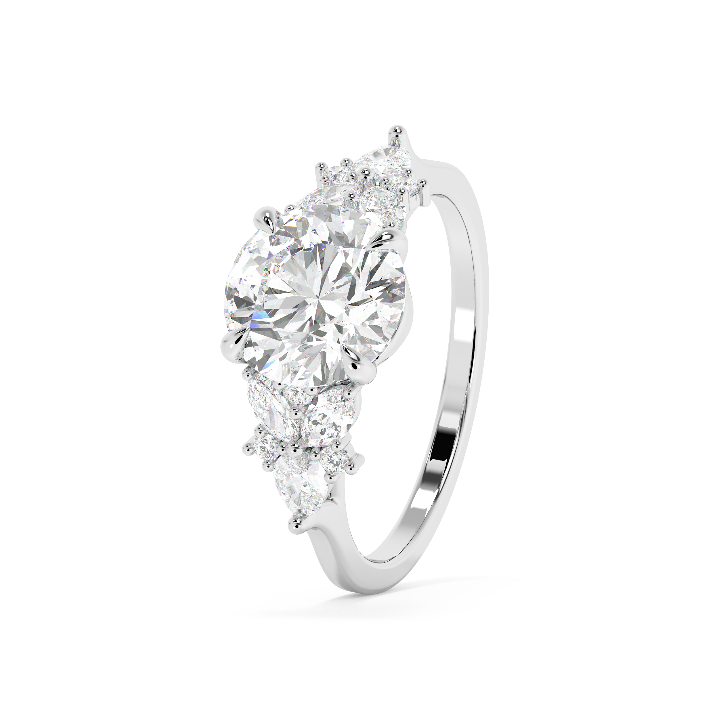 Emerald Solitaire Lab Grown Diamond Engagement Ring