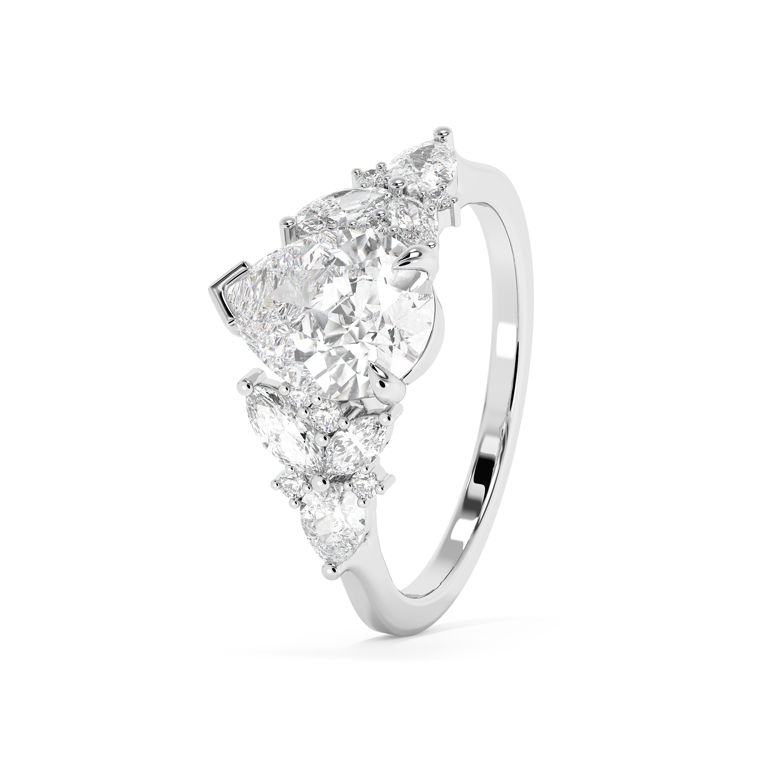 Emerald Solitaire Lab Grown Diamond Engagement Ring