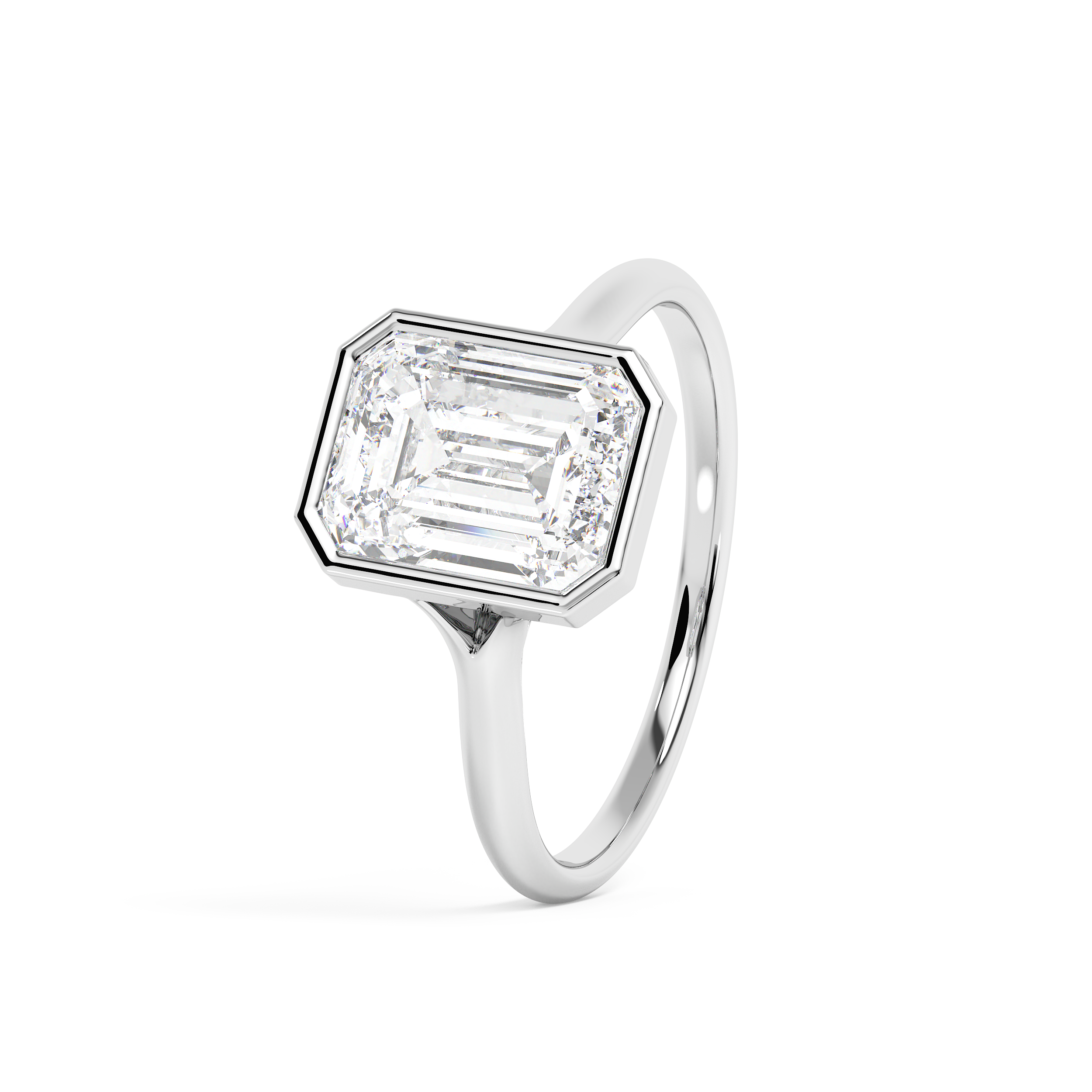 Emerald Solitaire Lab Grown Diamond Engagement Ring