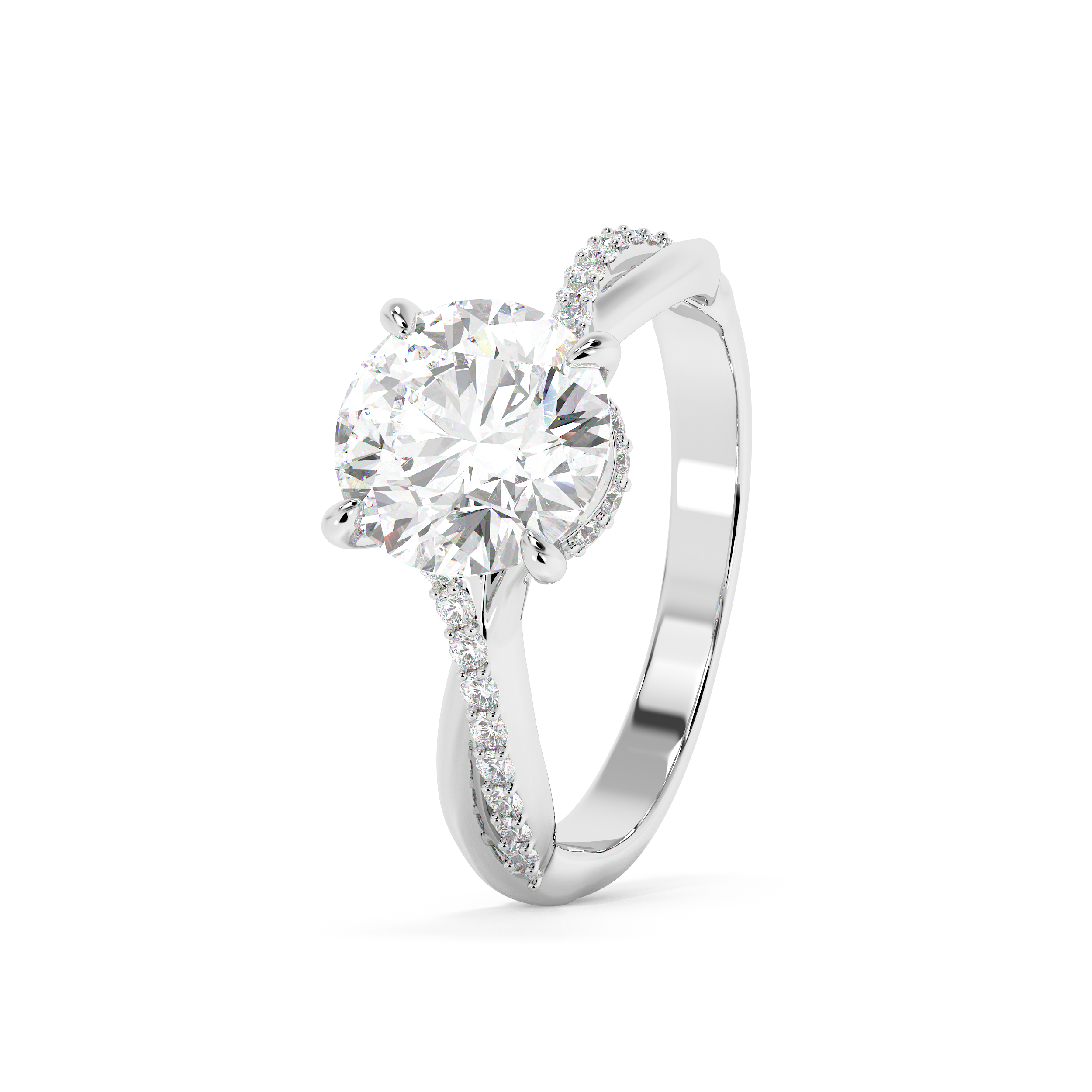 Emerald Solitaire Lab Grown Diamond Engagement Ring