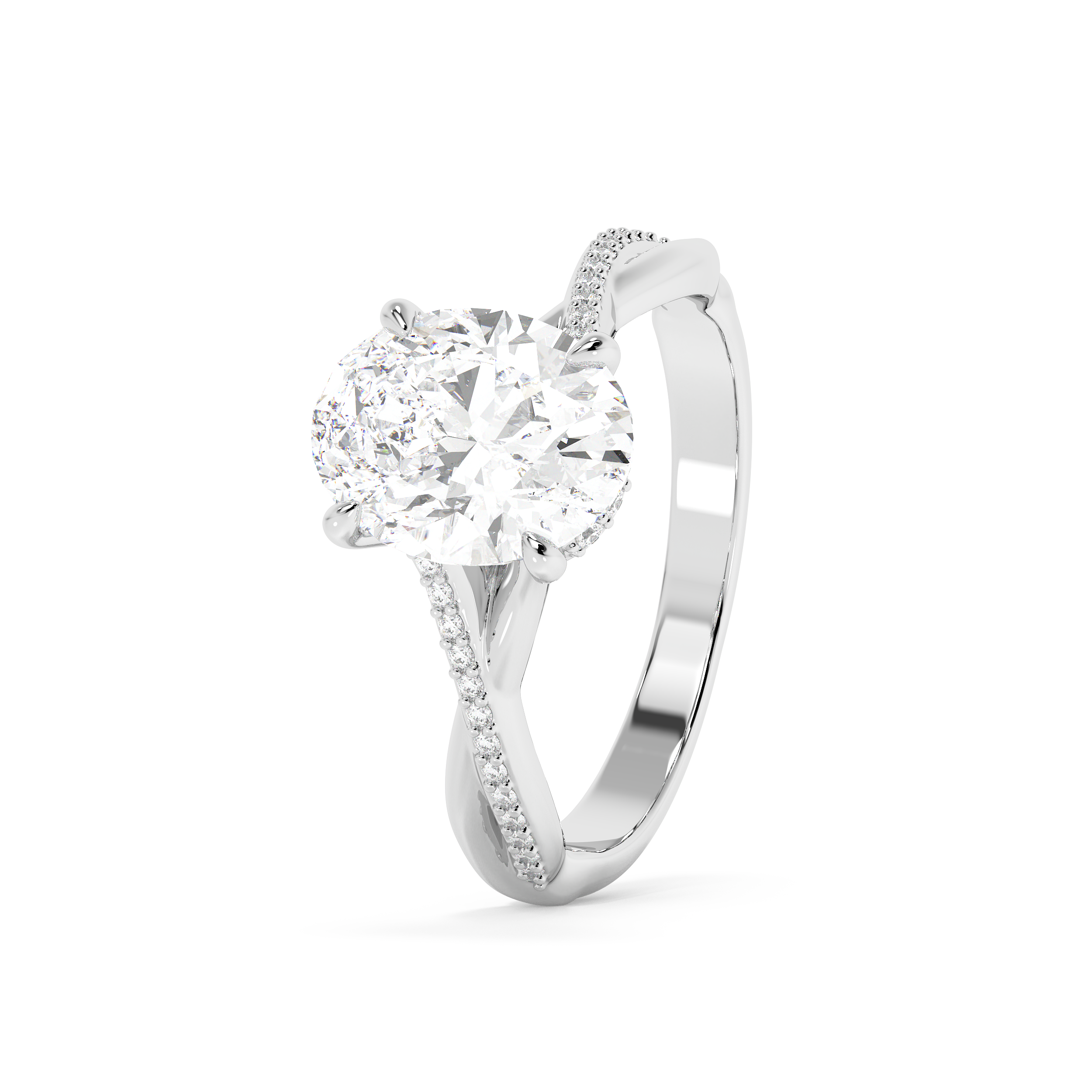 Emerald Solitaire Lab Grown Diamond Engagement Ring