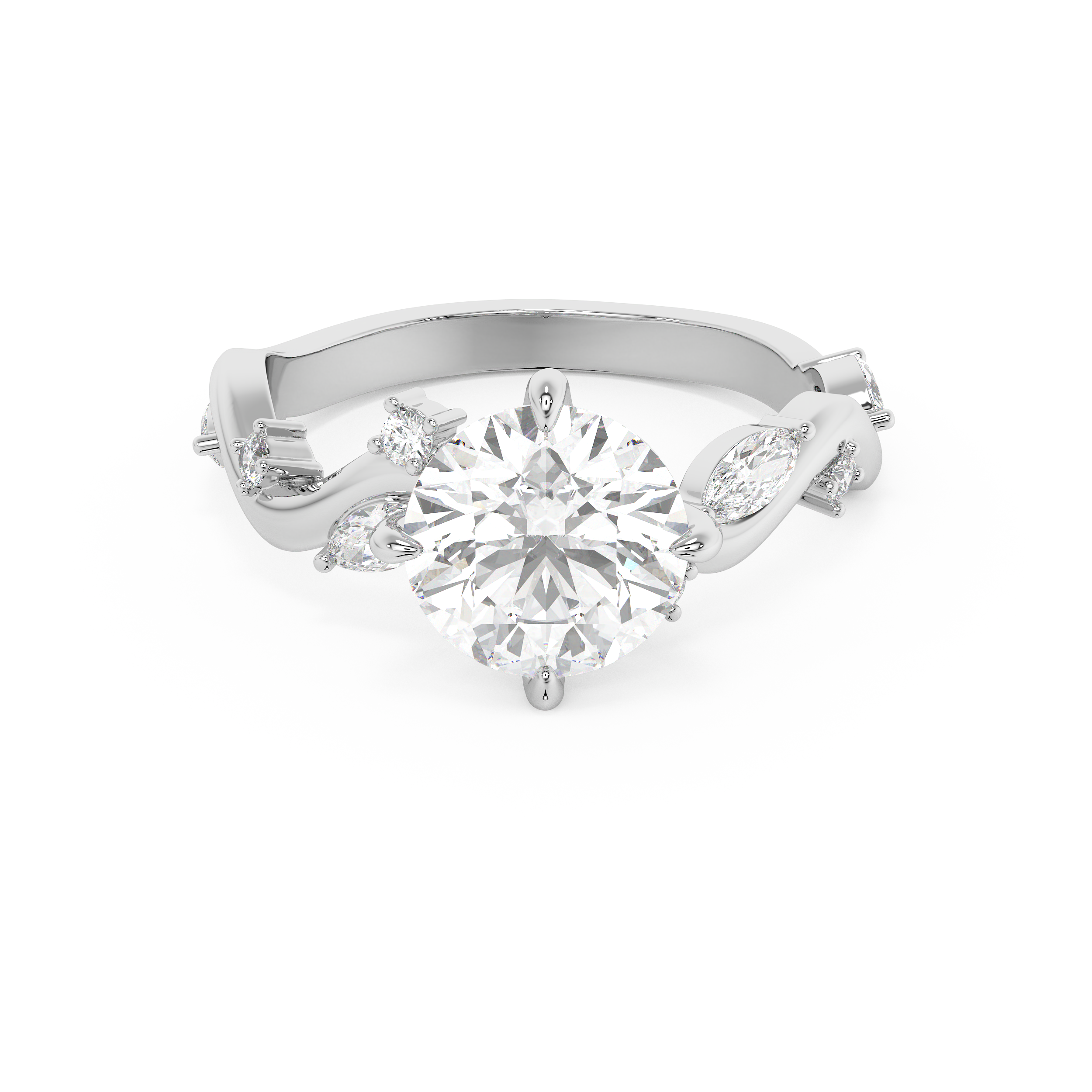 Emerald Solitaire Lab Grown Diamond Engagement Ring