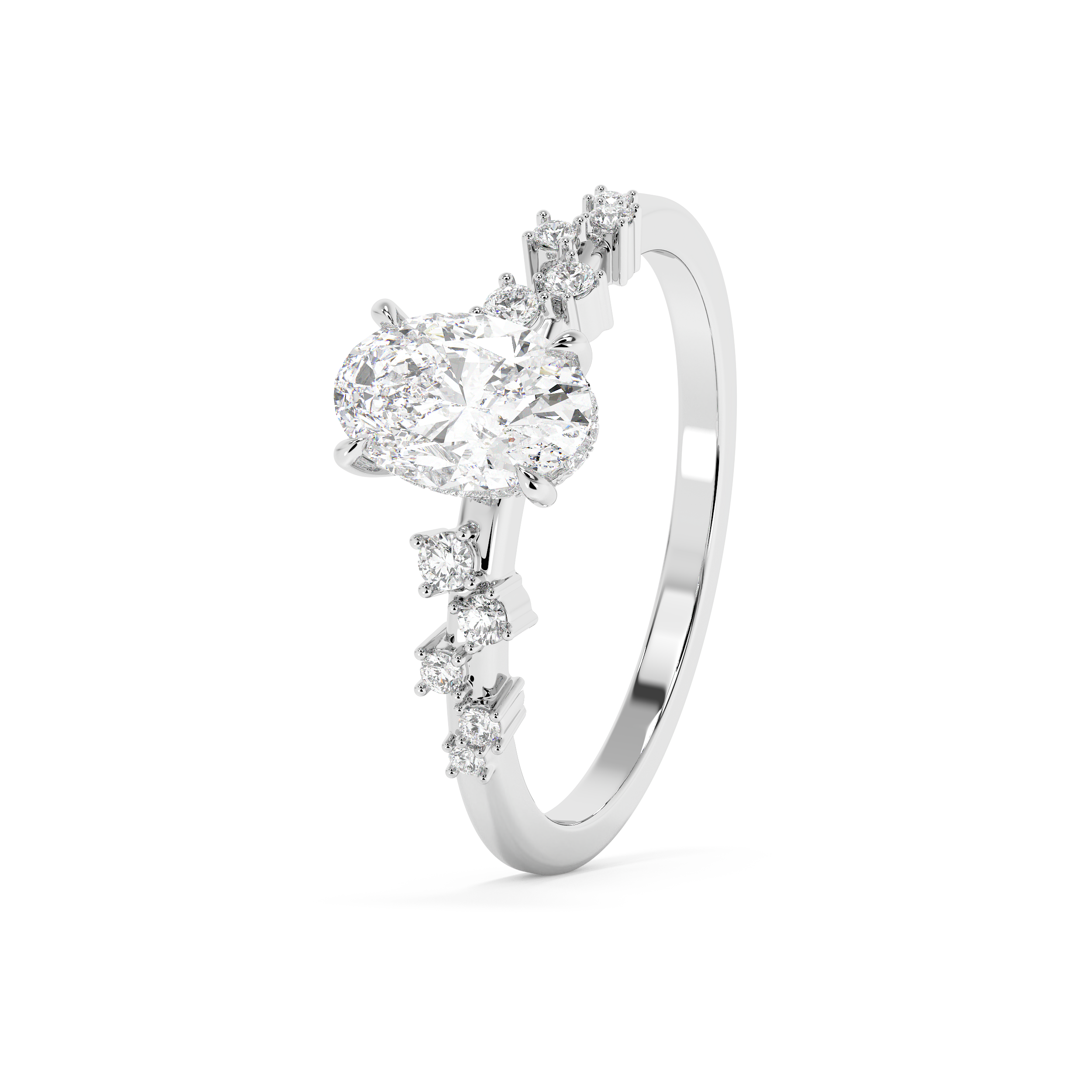 Emerald Solitaire Lab Grown Diamond Engagement Ring