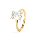 Emerald Solitaire Lab Grown Diamond Engagement Ring