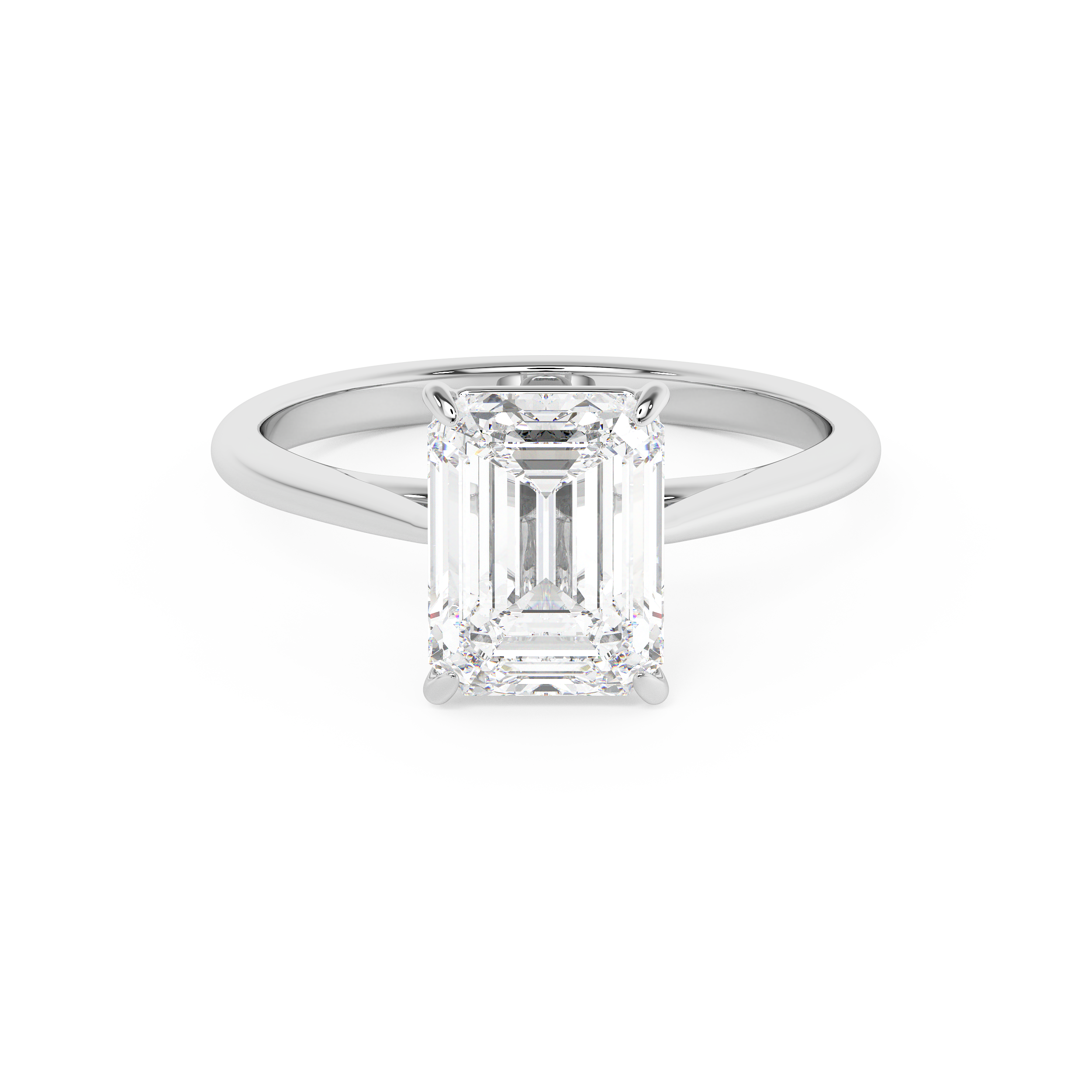 Emerald Solitaire Lab Grown Diamond Engagement Ring