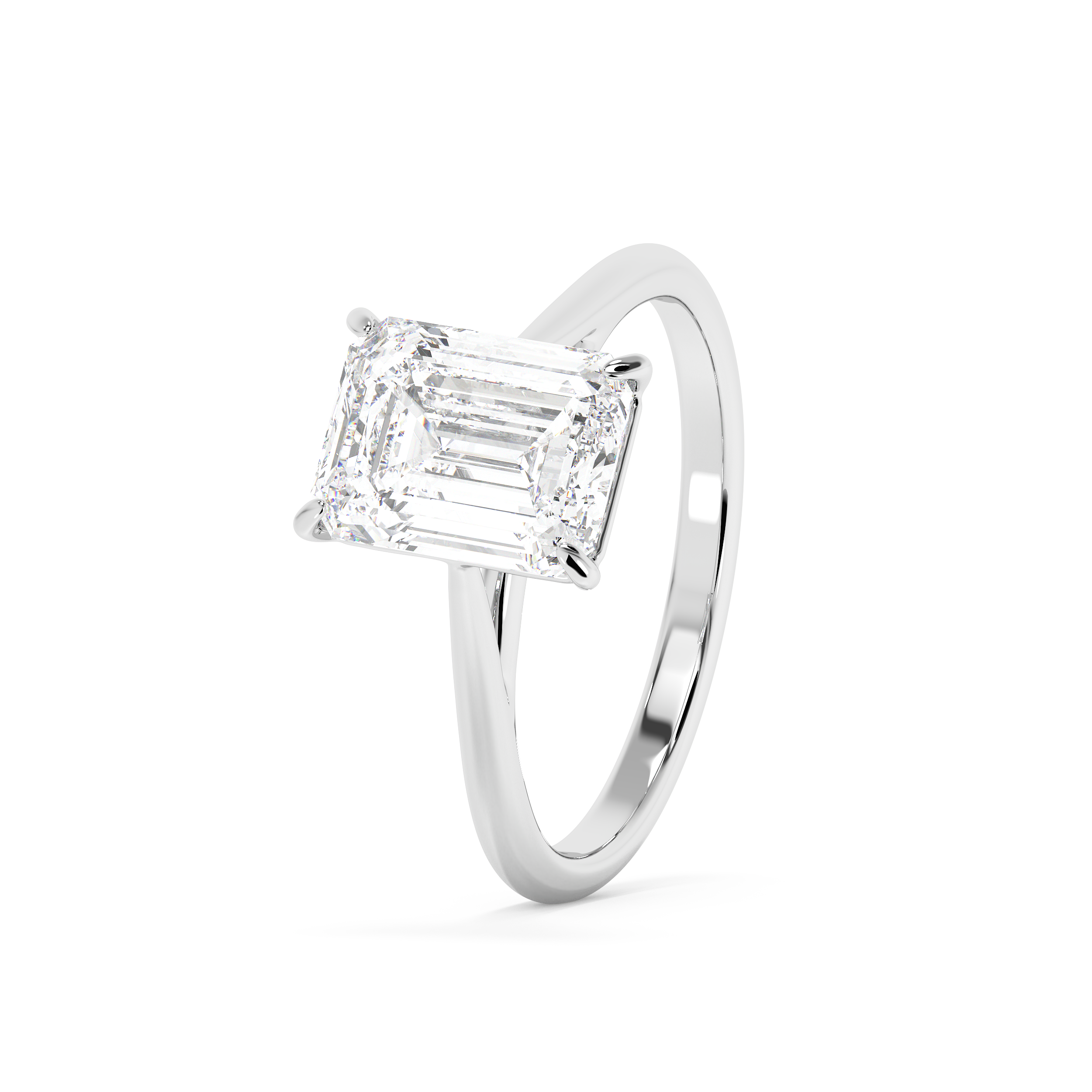 Emerald Solitaire Lab Grown Diamond Engagement Ring
