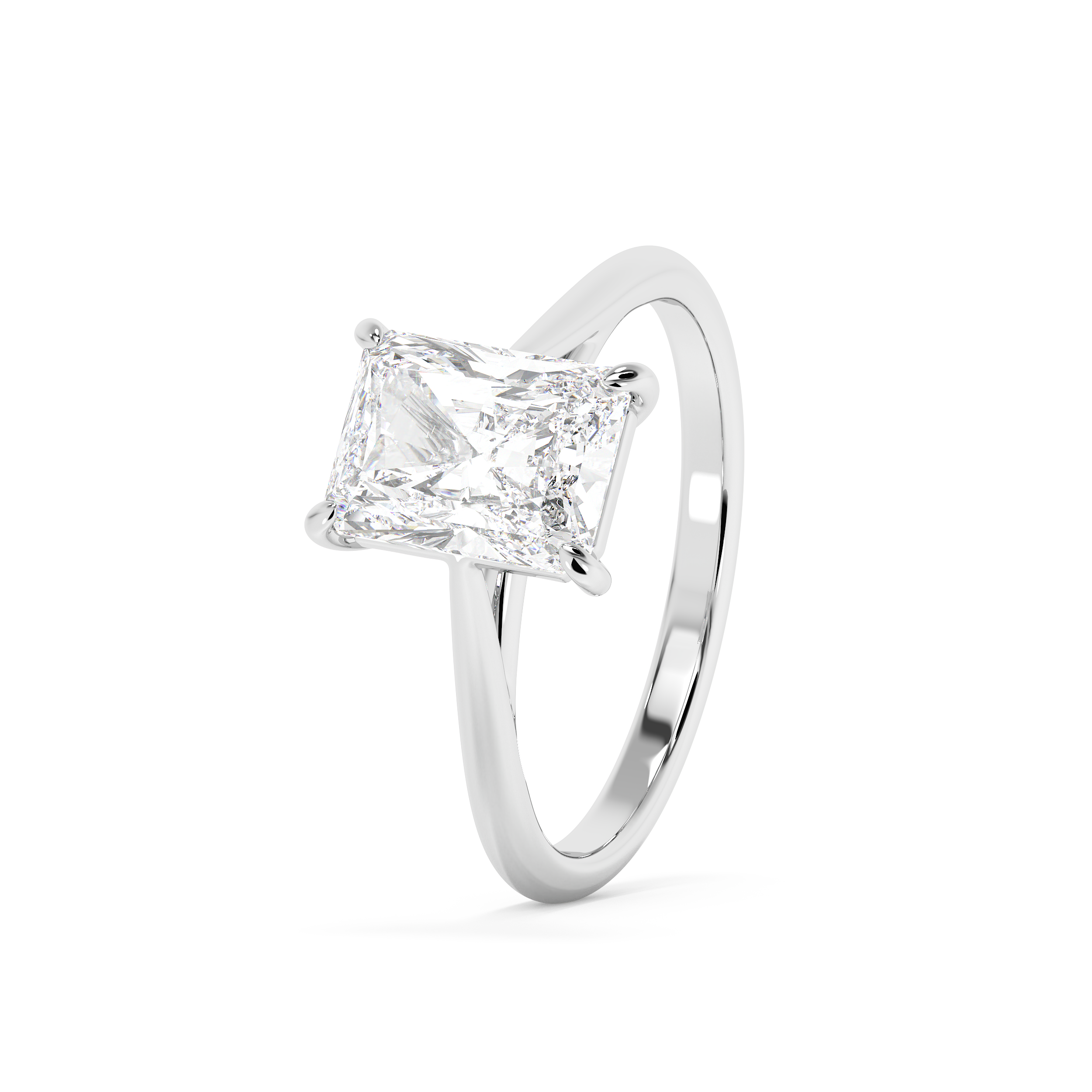 Emerald Solitaire Lab Grown Diamond Engagement Ring