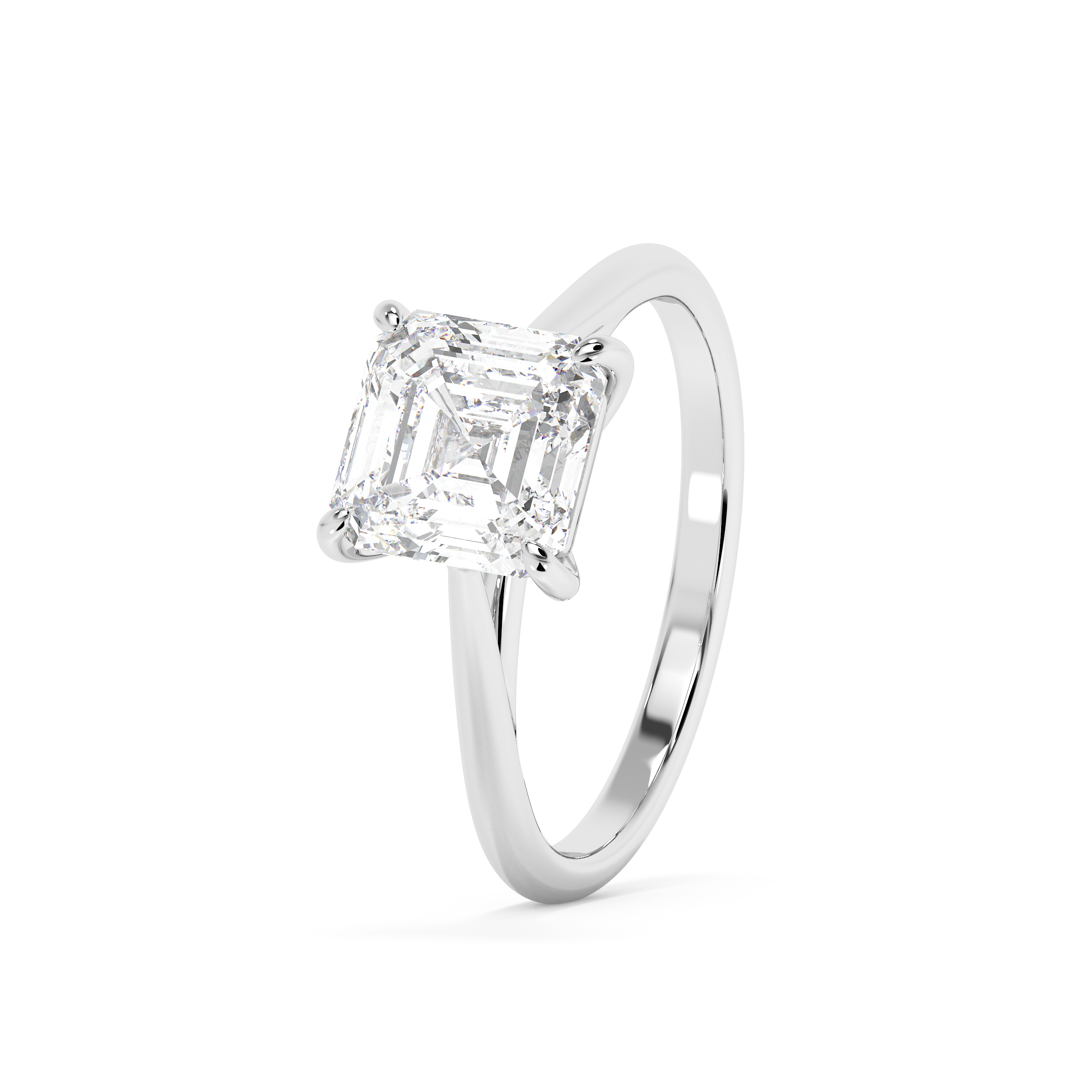 Emerald Solitaire Lab Grown Diamond Engagement Ring