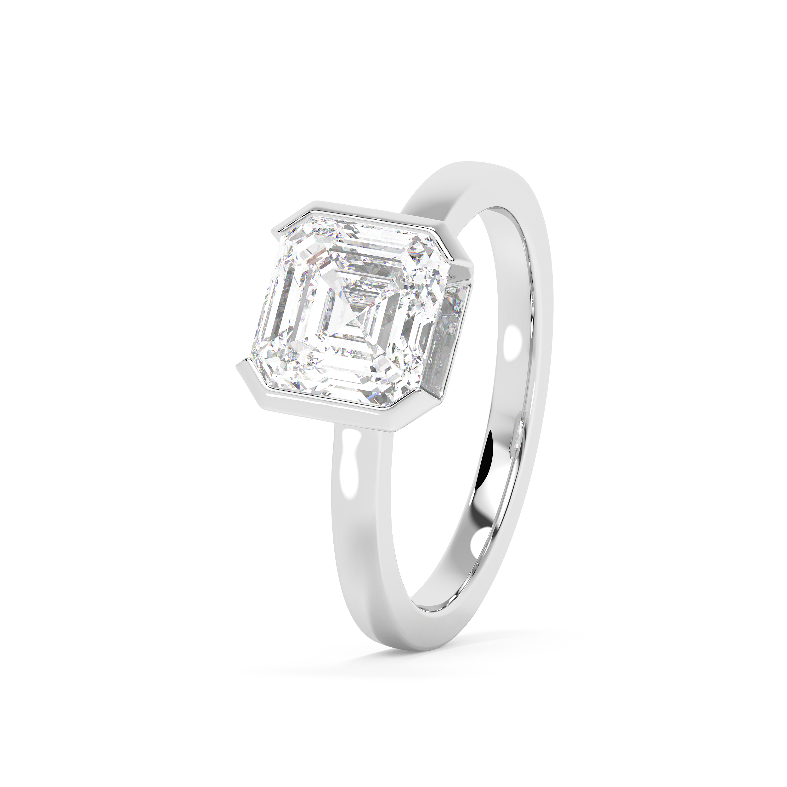 Emerald Solitaire Lab Grown Diamond Engagement Ring