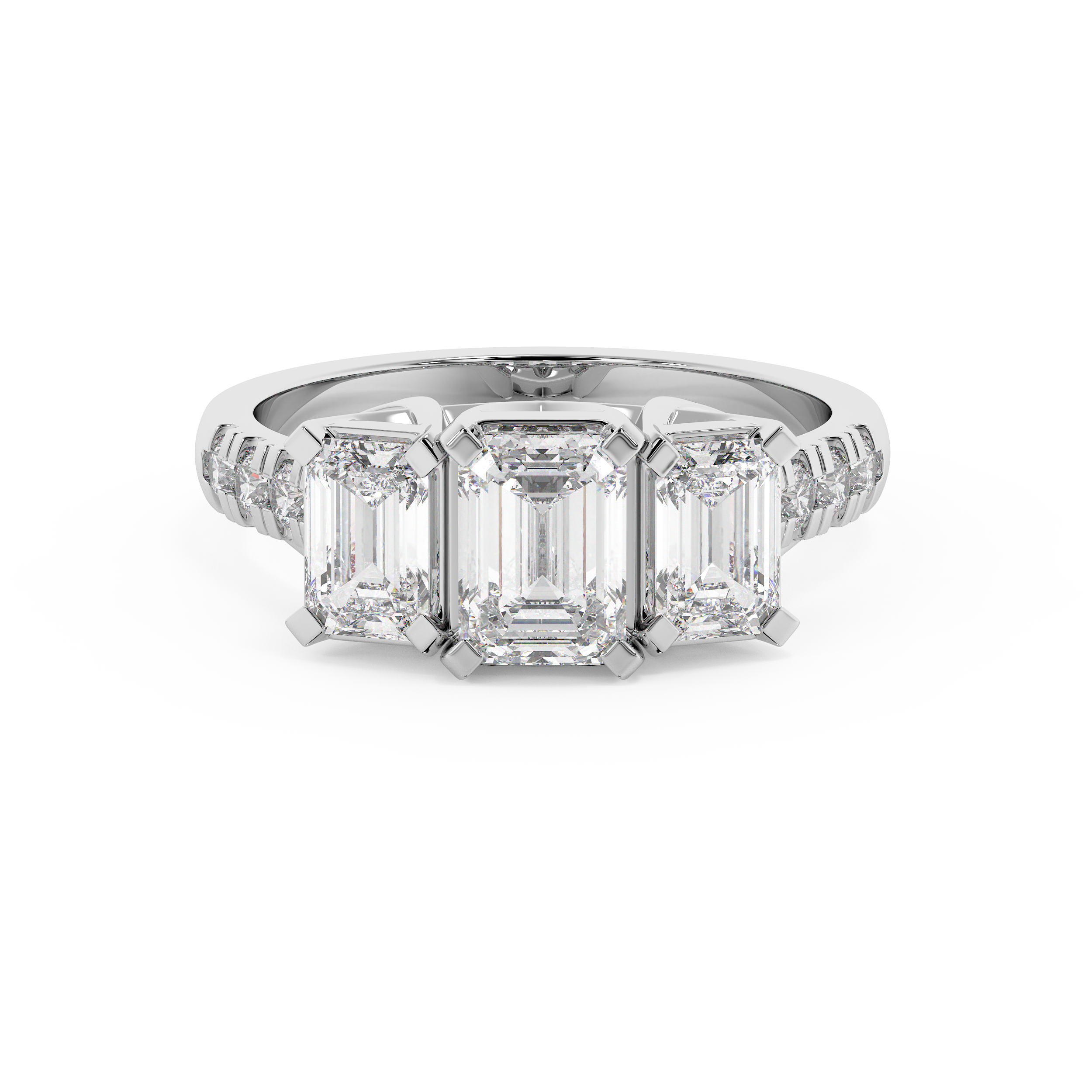 Emerald Solitaire Lab Grown Diamond Engagement Ring