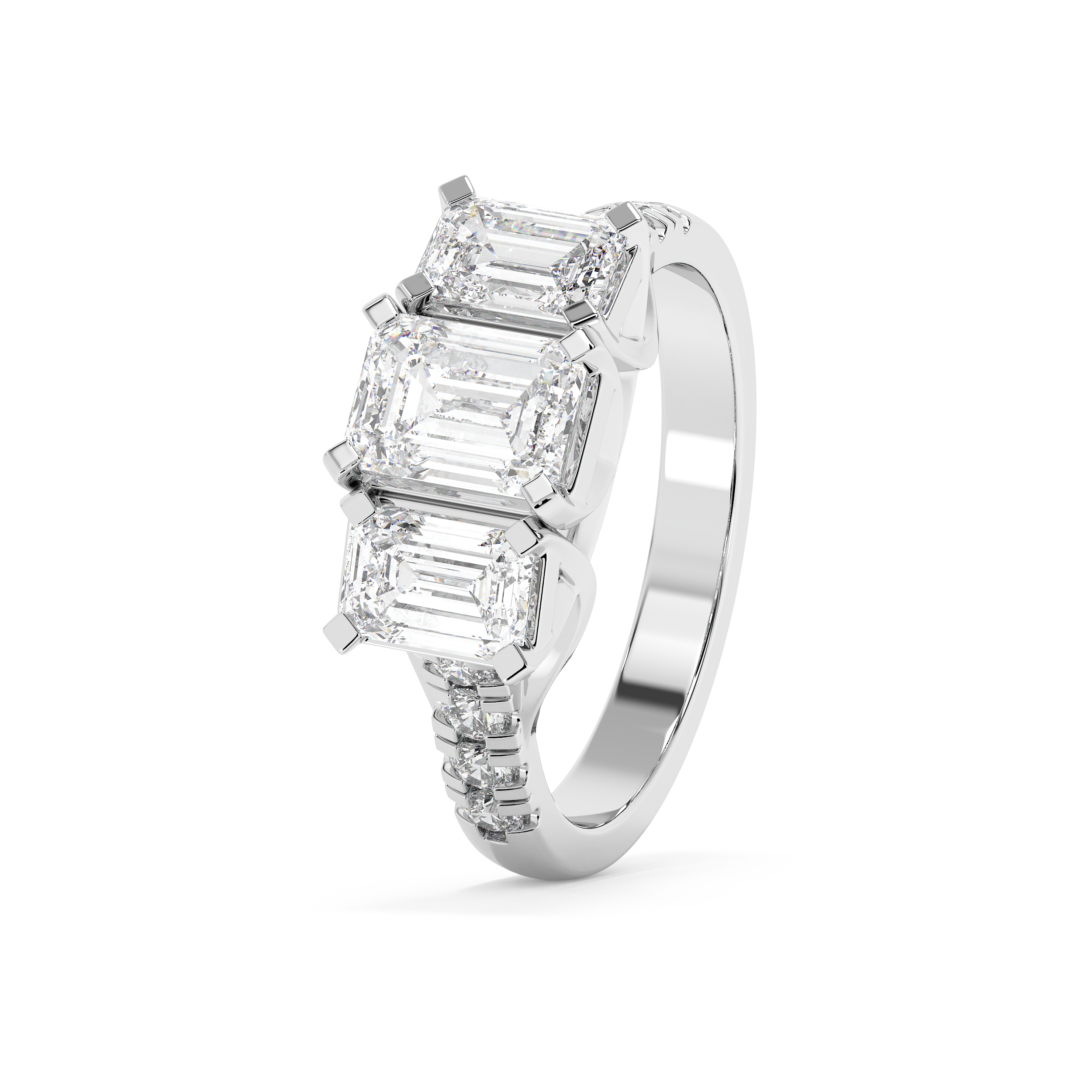 Emerald Solitaire Lab Grown Diamond Engagement Ring