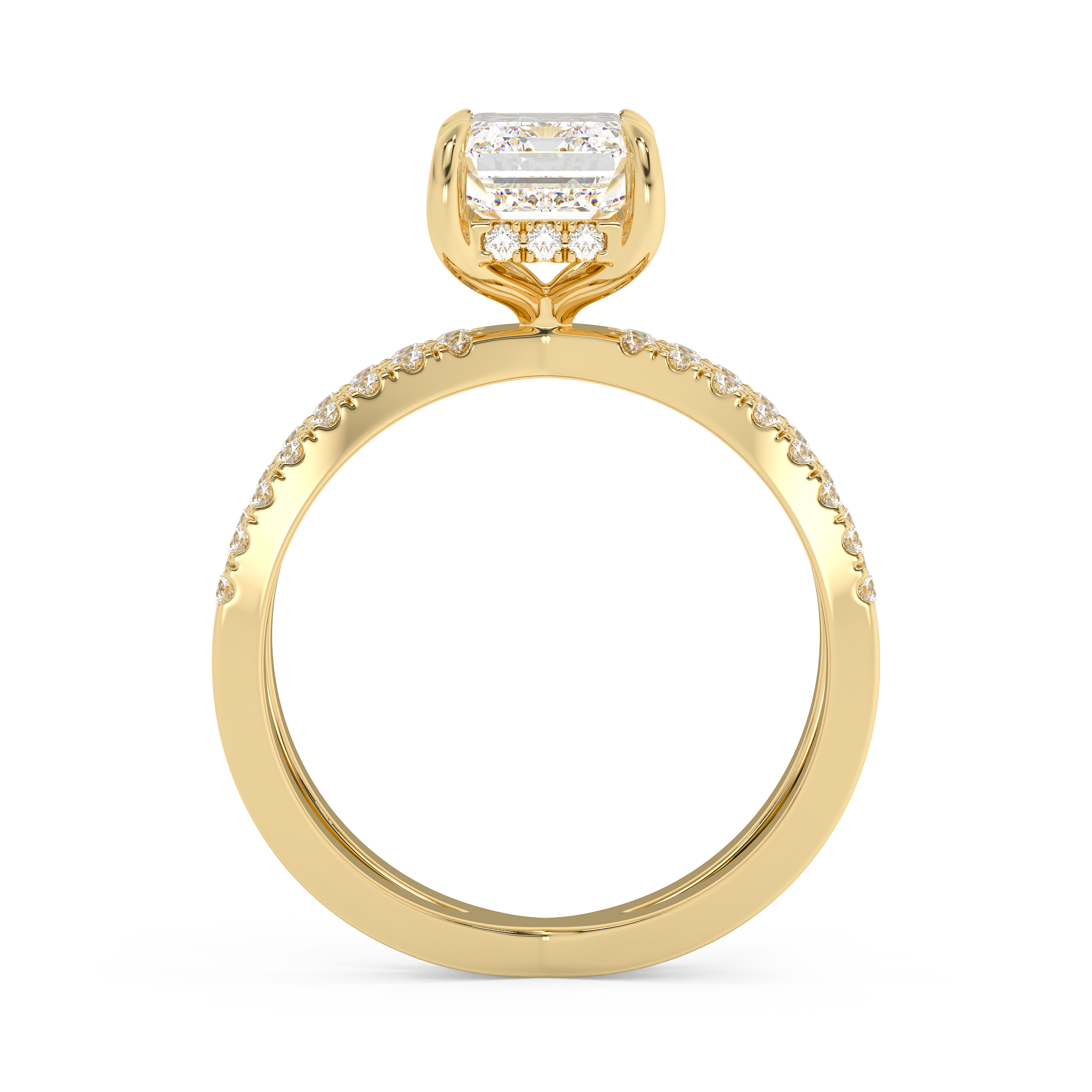Emerald Solitaire Lab Grown Diamond Engagement Ring
