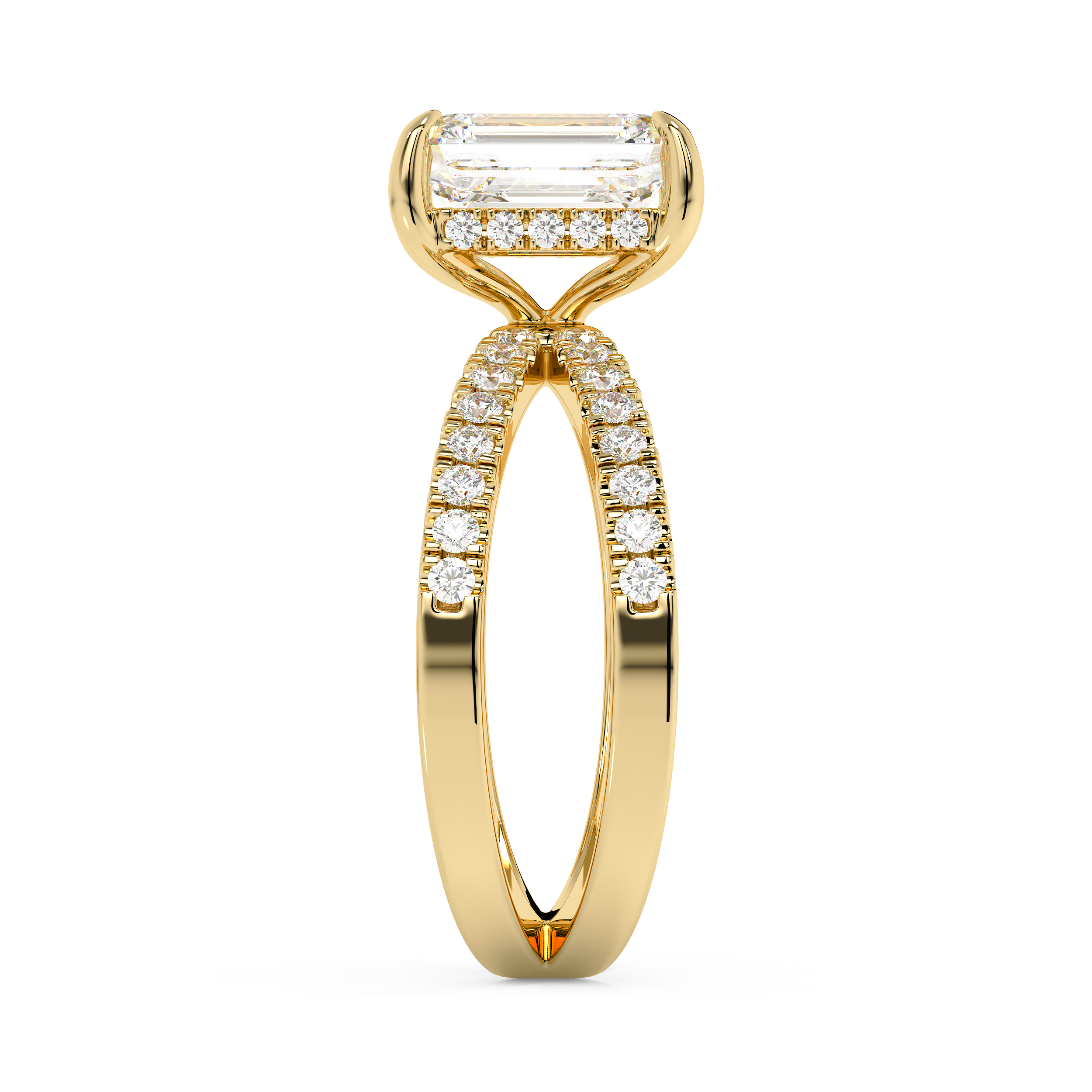 Emerald Solitaire Lab Grown Diamond Engagement Ring