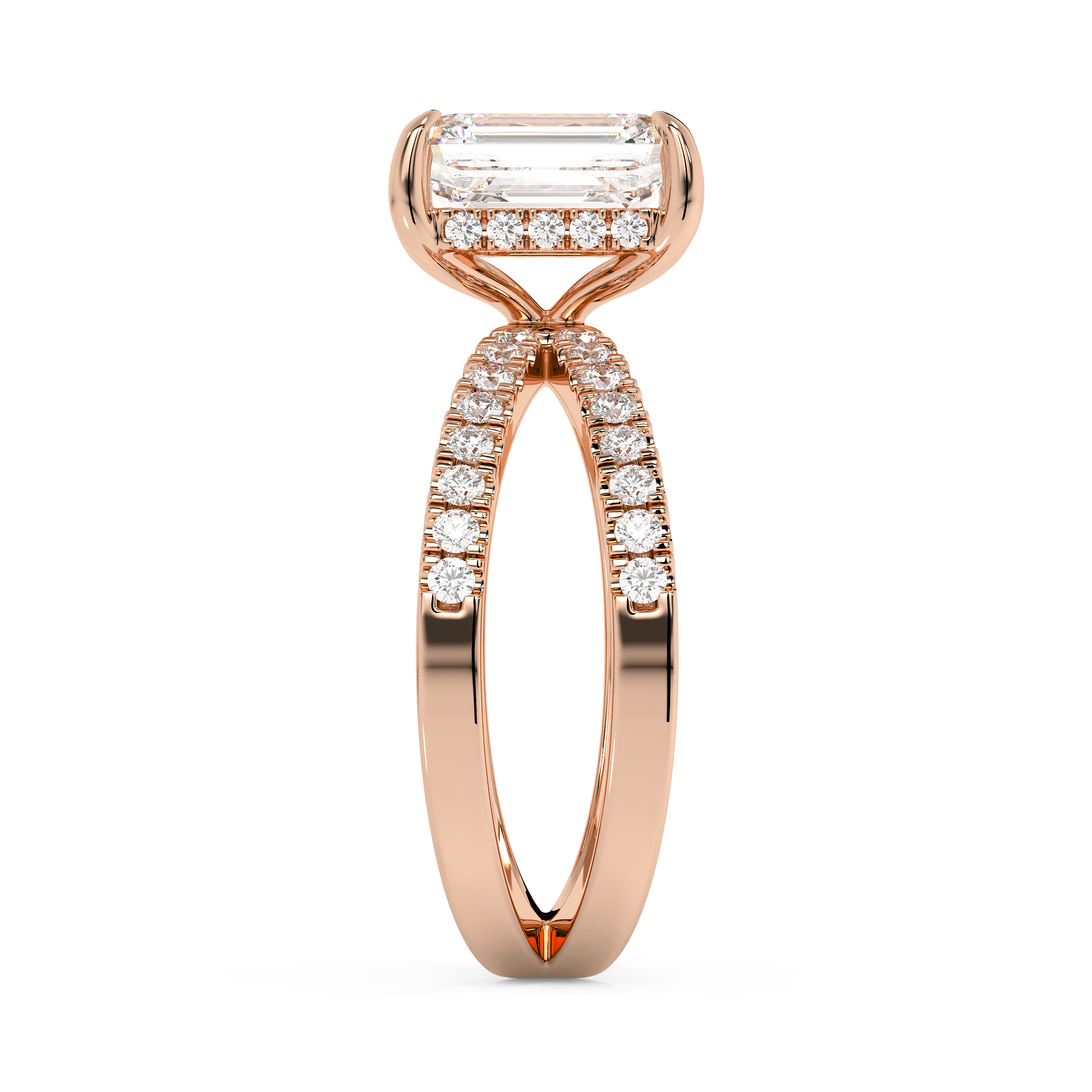 Emerald Solitaire Lab Grown Diamond Engagement Ring