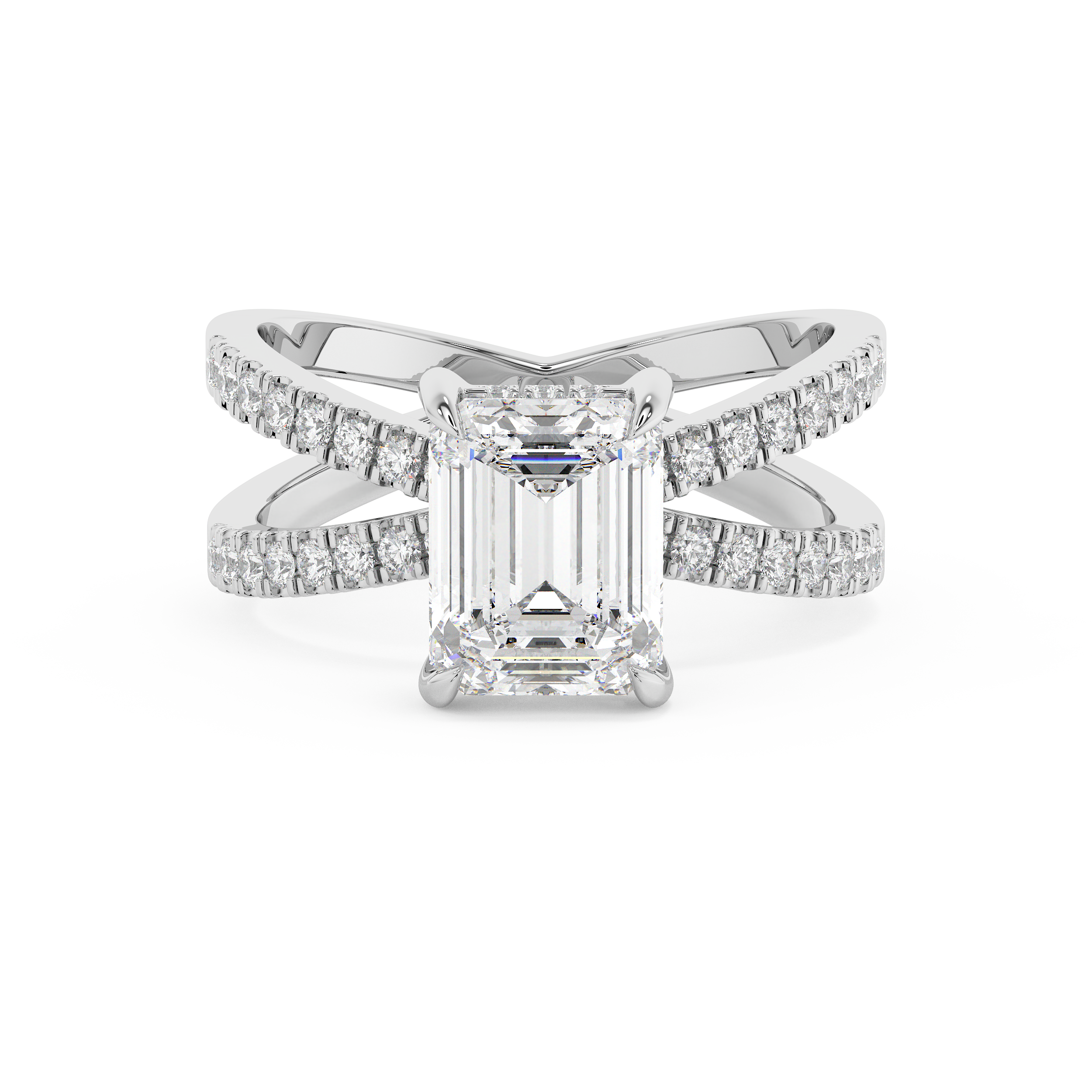 Emerald Solitaire Lab Grown Diamond Engagement Ring
