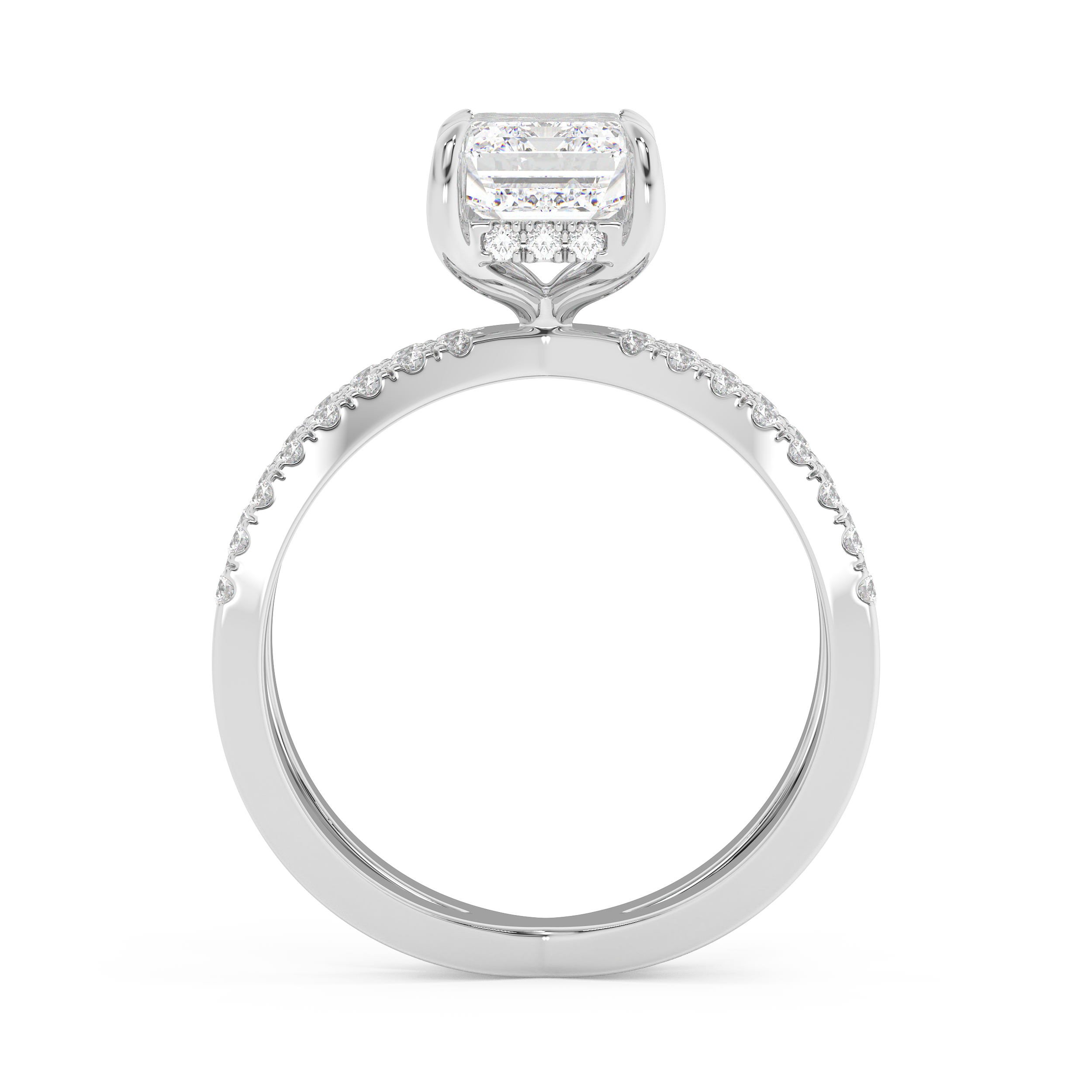 Emerald Solitaire Lab Grown Diamond Engagement Ring