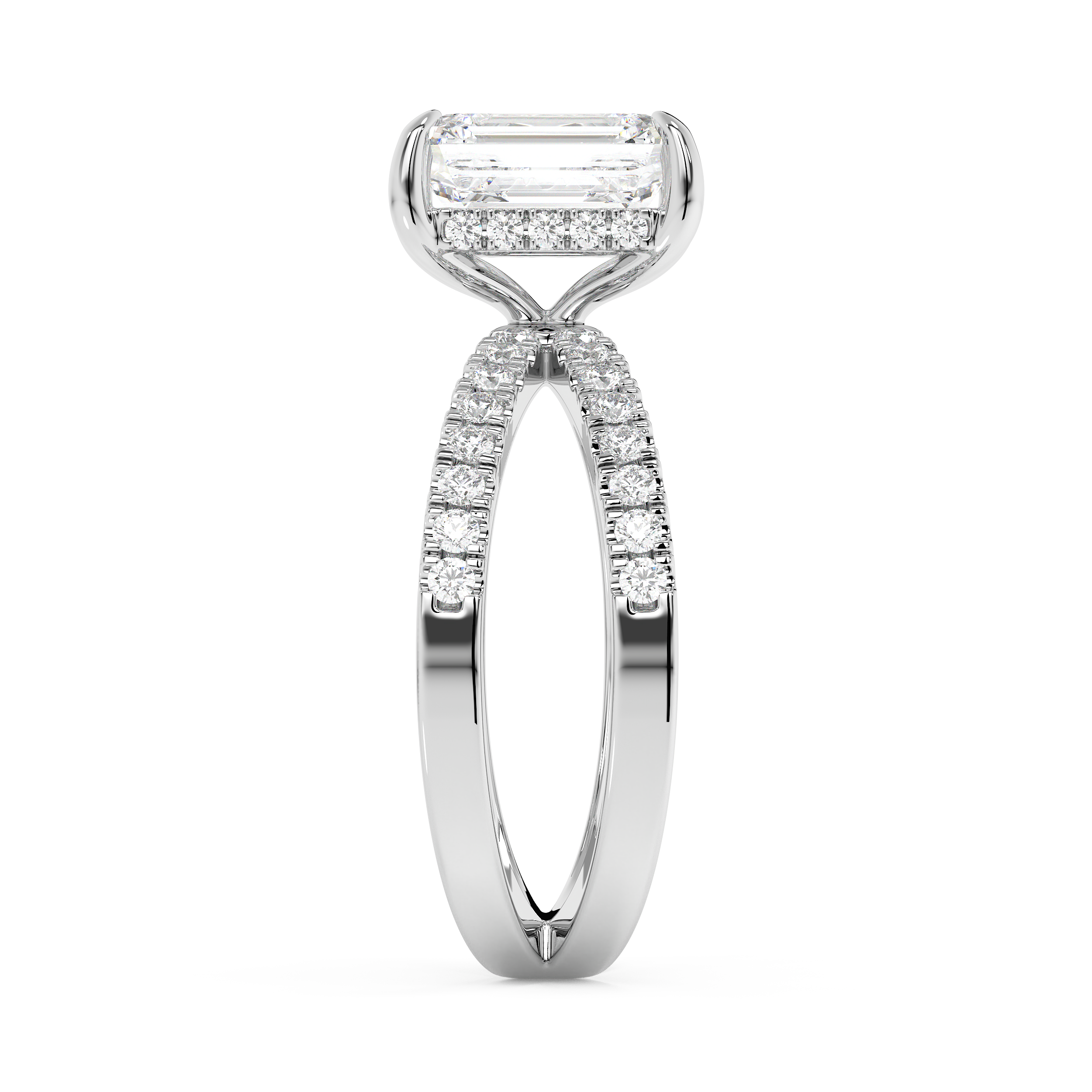 Emerald Solitaire Lab Grown Diamond Engagement Ring
