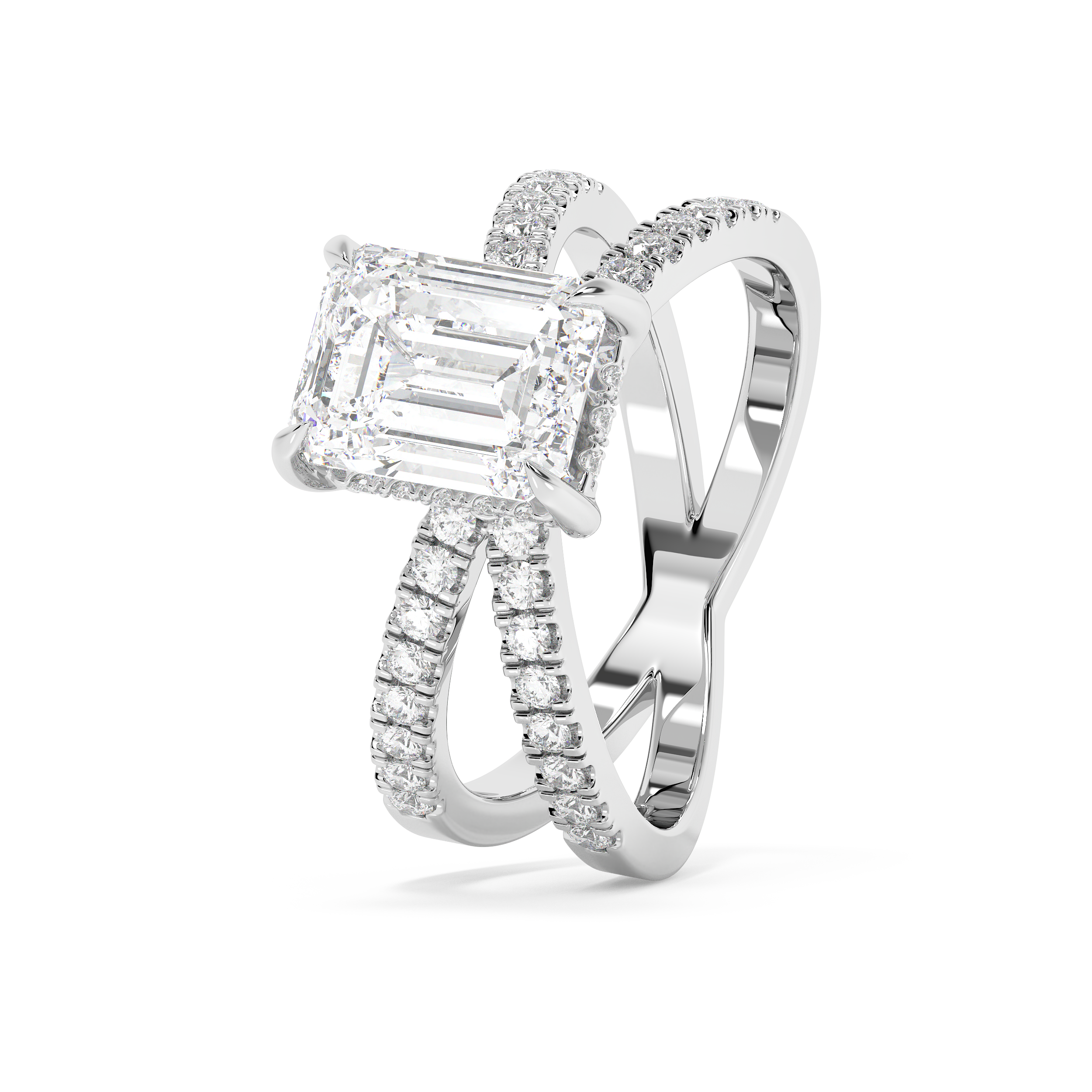 Emerald Solitaire Lab Grown Diamond Engagement Ring