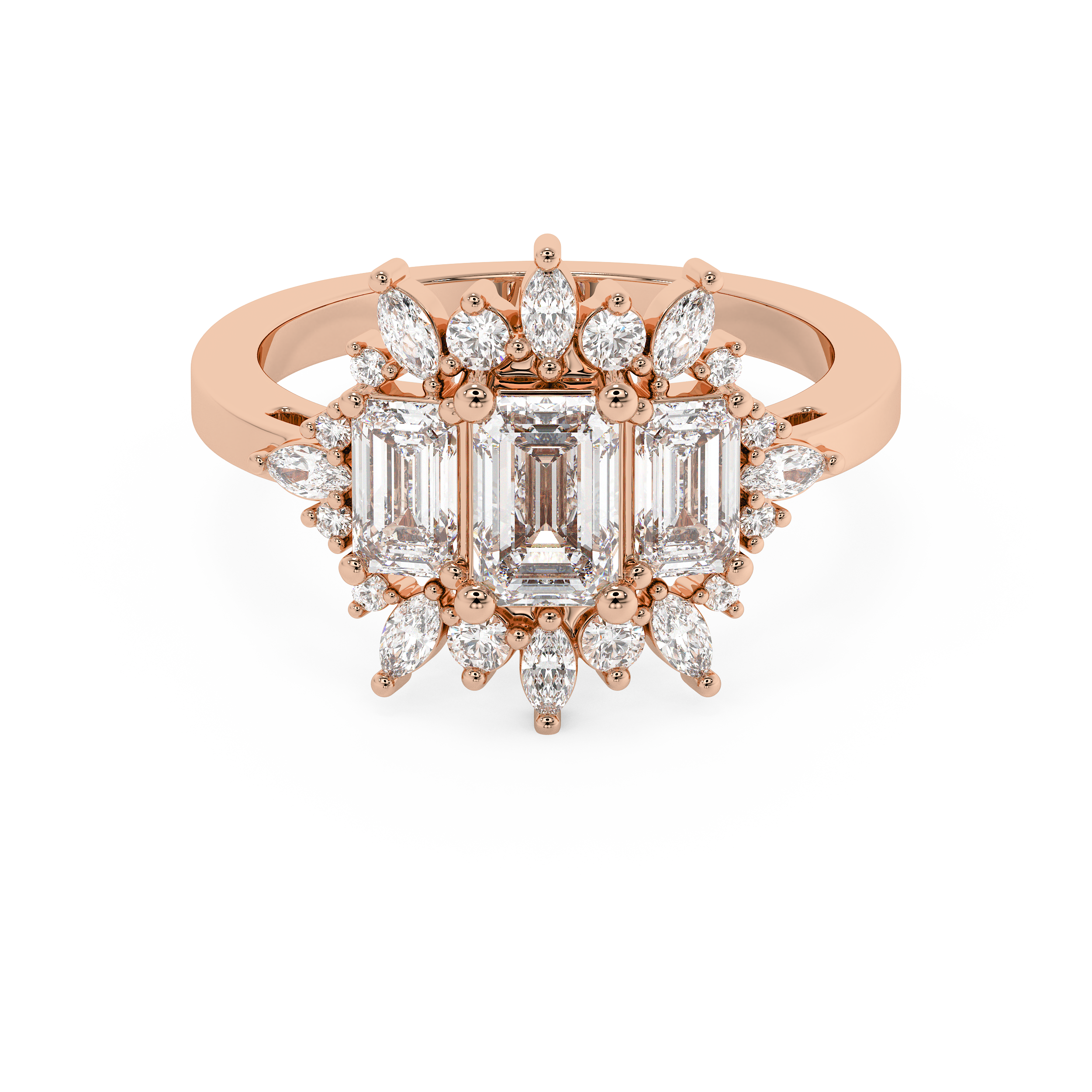 Emerald Solitaire Lab Grown Diamond Engagement Ring