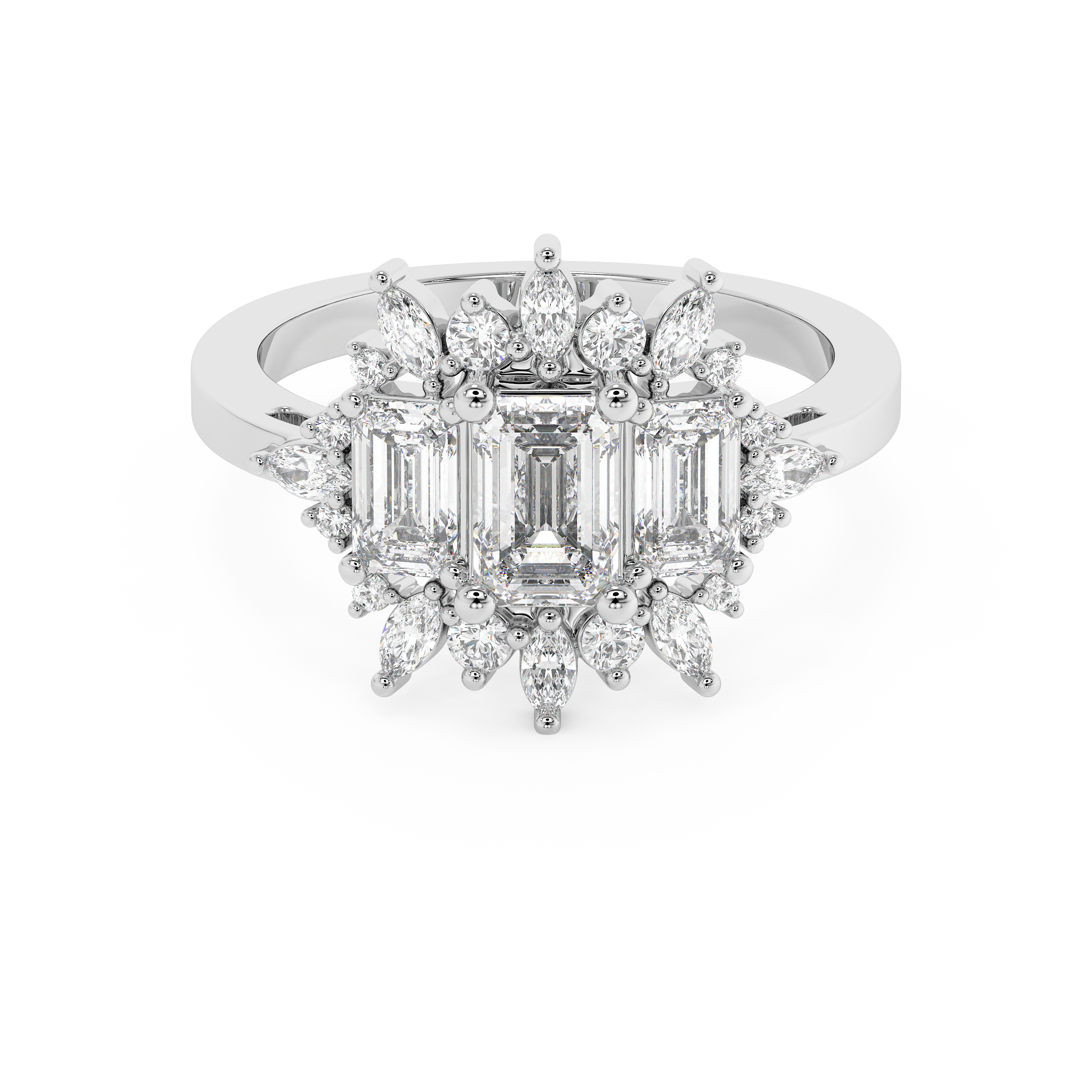 Emerald Solitaire Lab Grown Diamond Engagement Ring