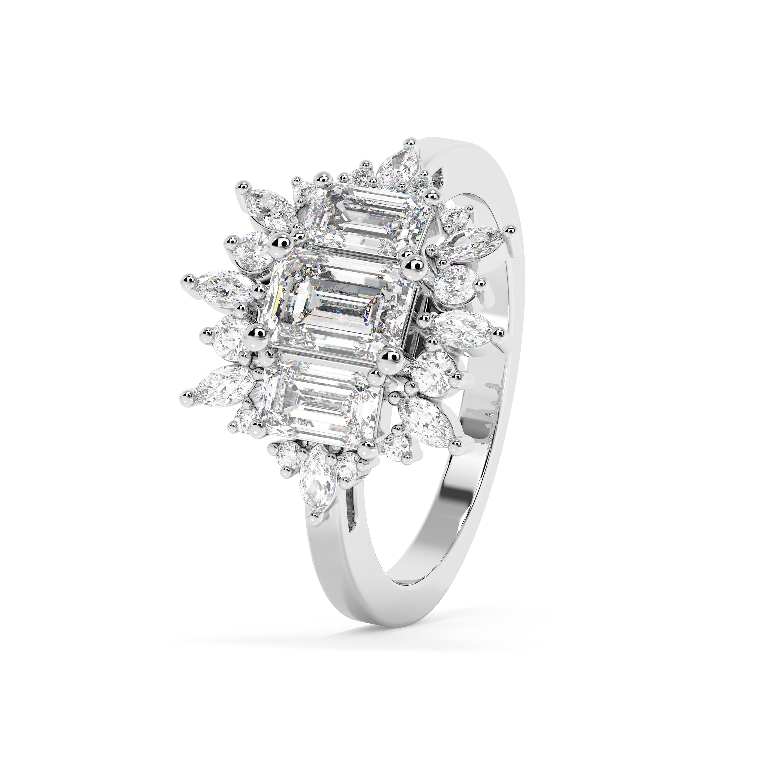 Emerald Solitaire Lab Grown Diamond Engagement Ring