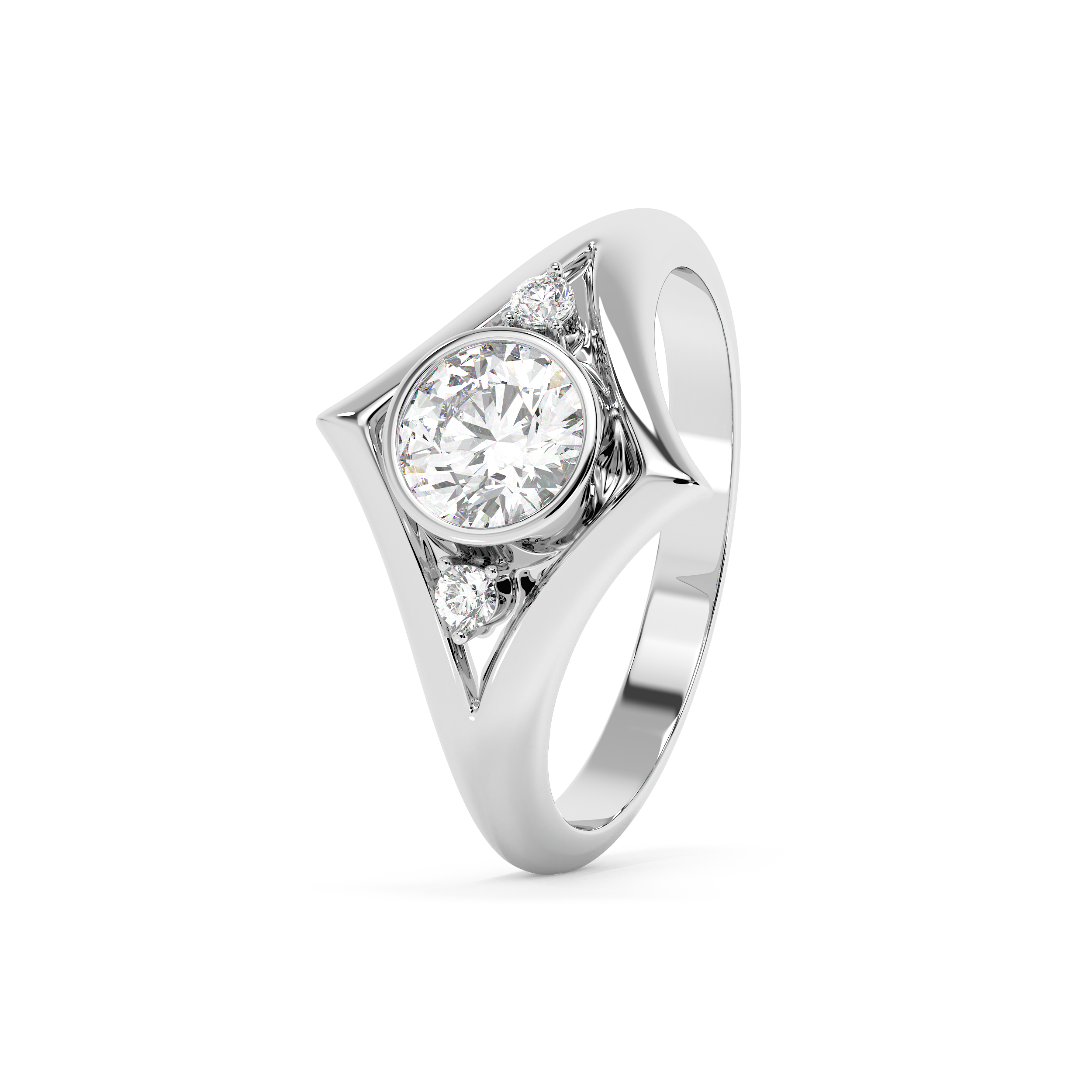 Emerald Solitaire Lab Grown Diamond Engagement Ring