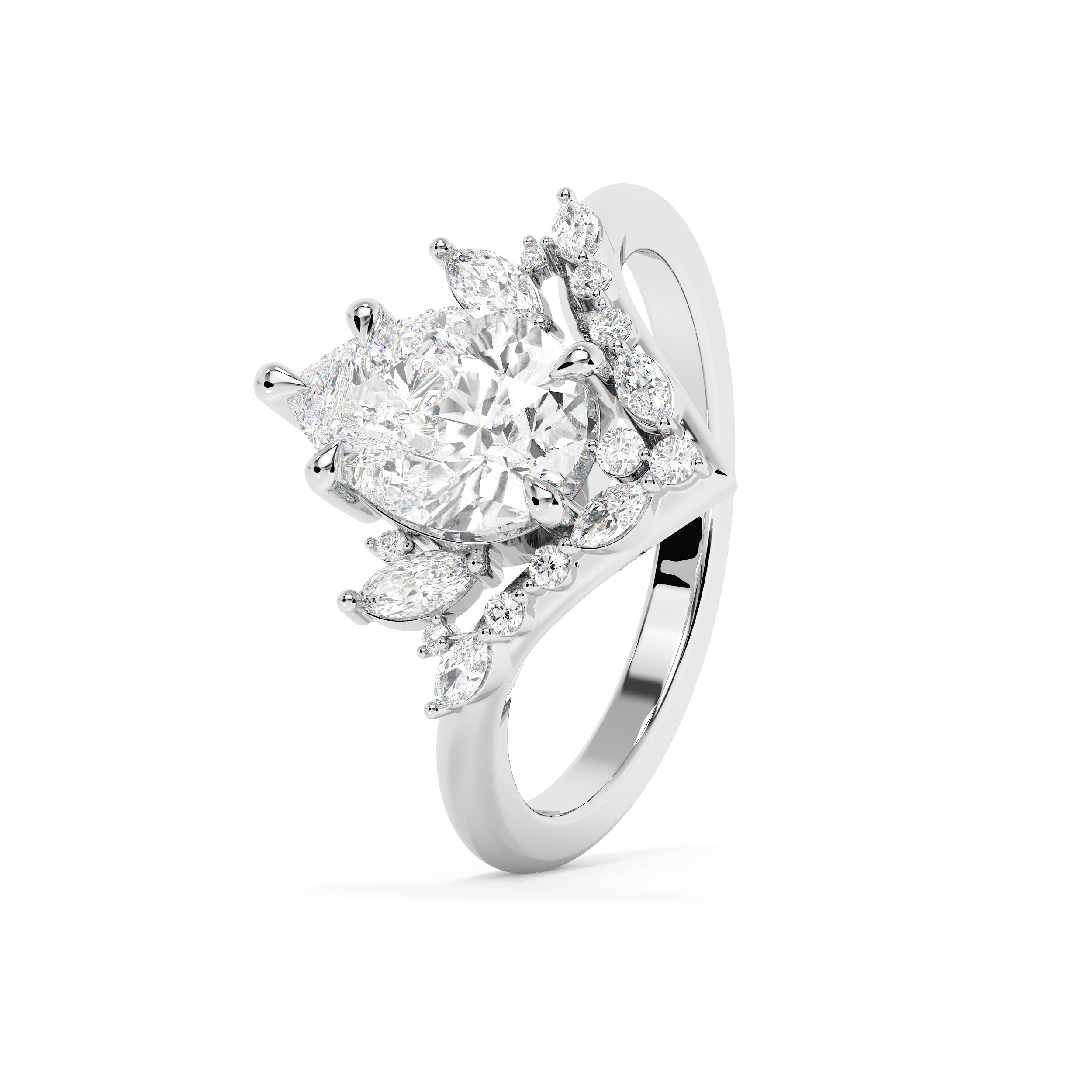 Emerald Solitaire Lab Grown Diamond Engagement Ring