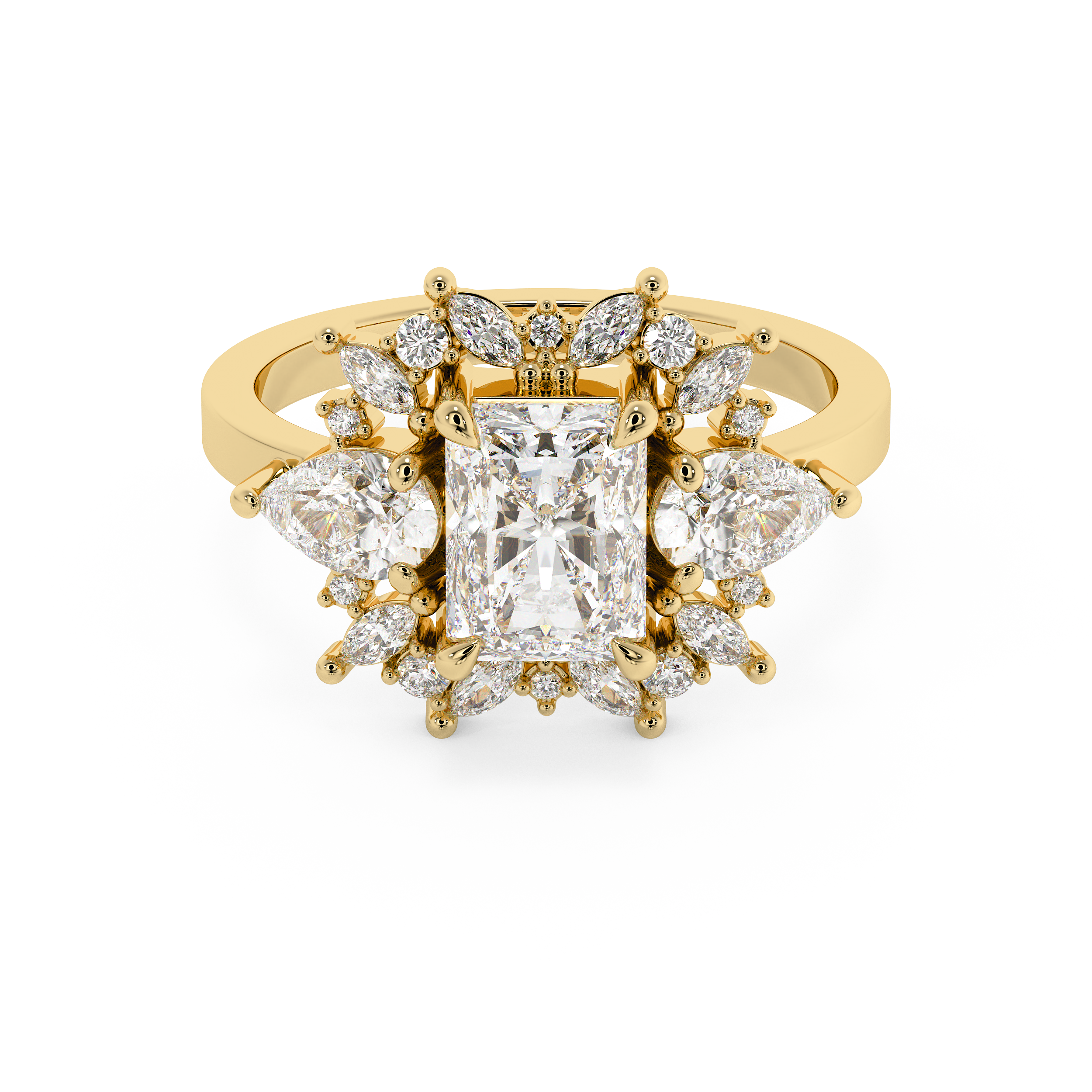 Emerald Solitaire Lab Grown Diamond Engagement Ring