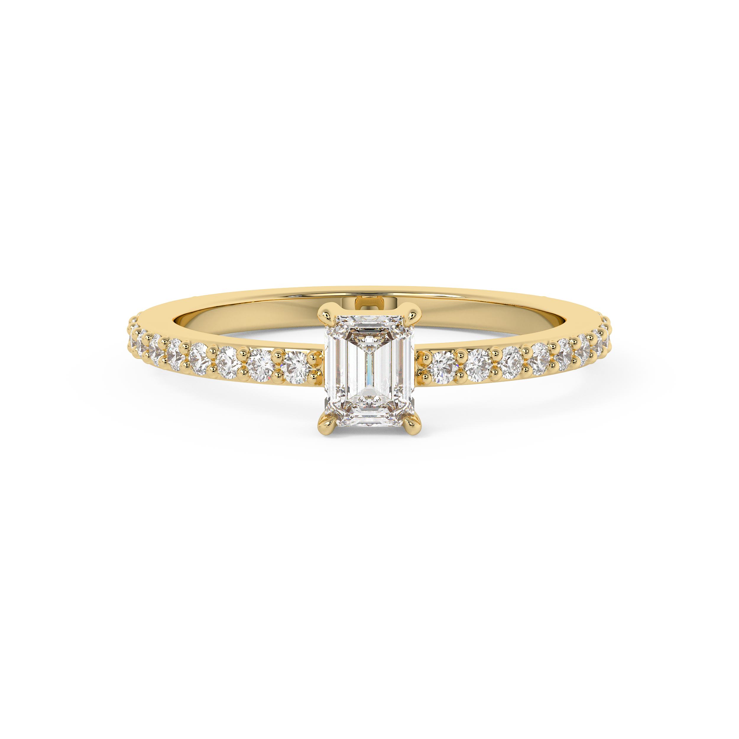 Emerald Solitaire Lab Grown Diamond Engagement Ring