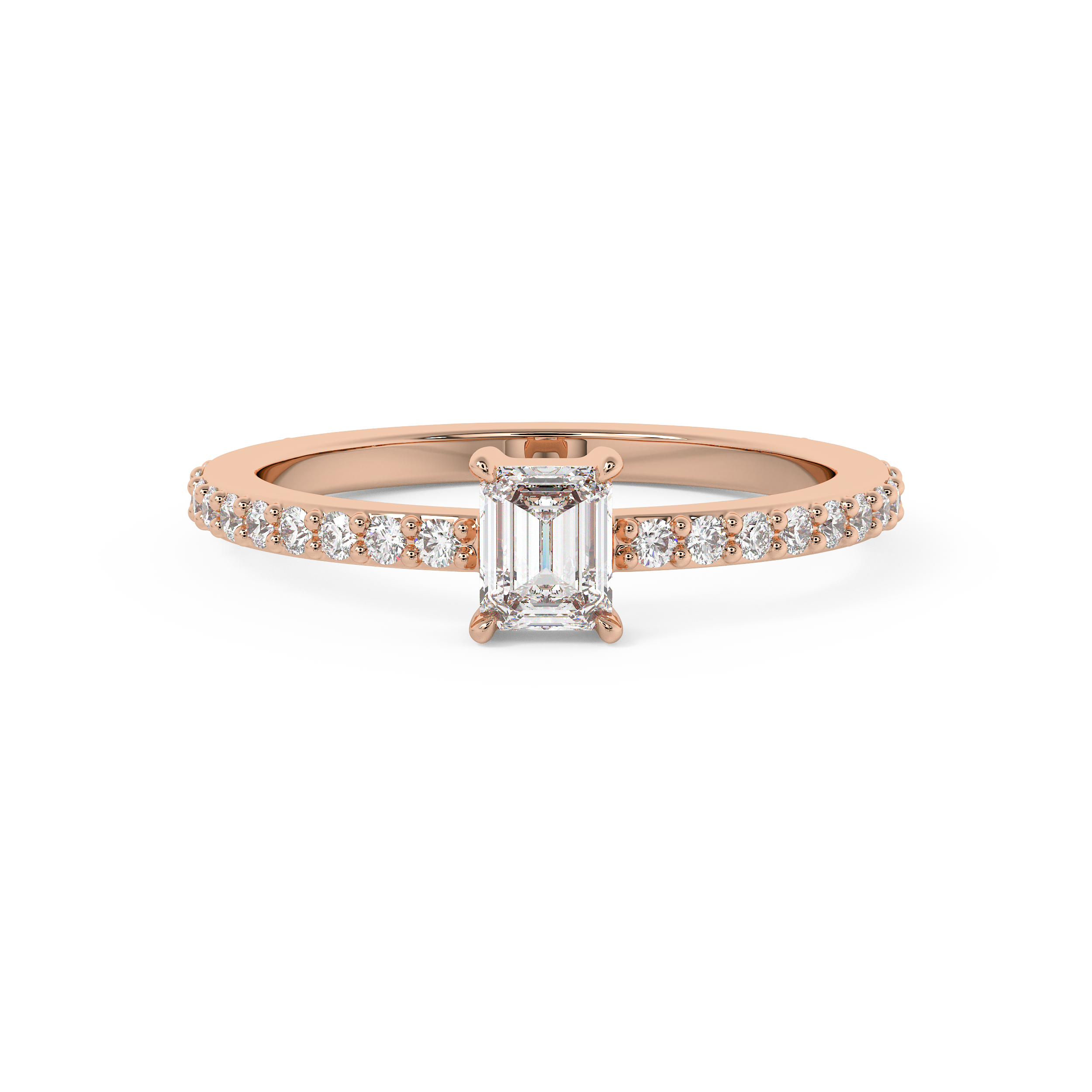 Emerald Solitaire Lab Grown Diamond Engagement Ring