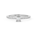 Emerald Solitaire Lab Grown Diamond Engagement Ring
