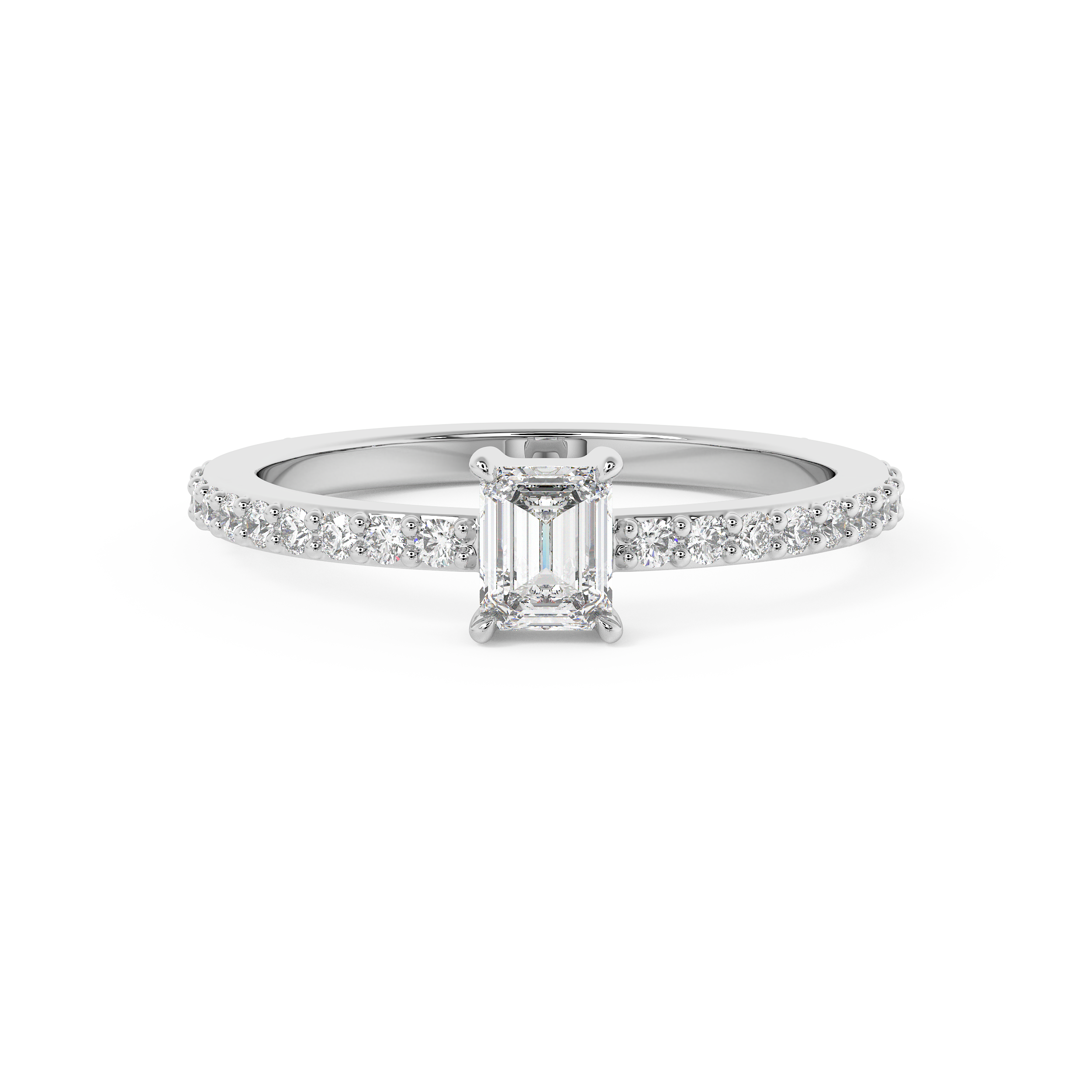 Emerald Solitaire Lab Grown Diamond Engagement Ring