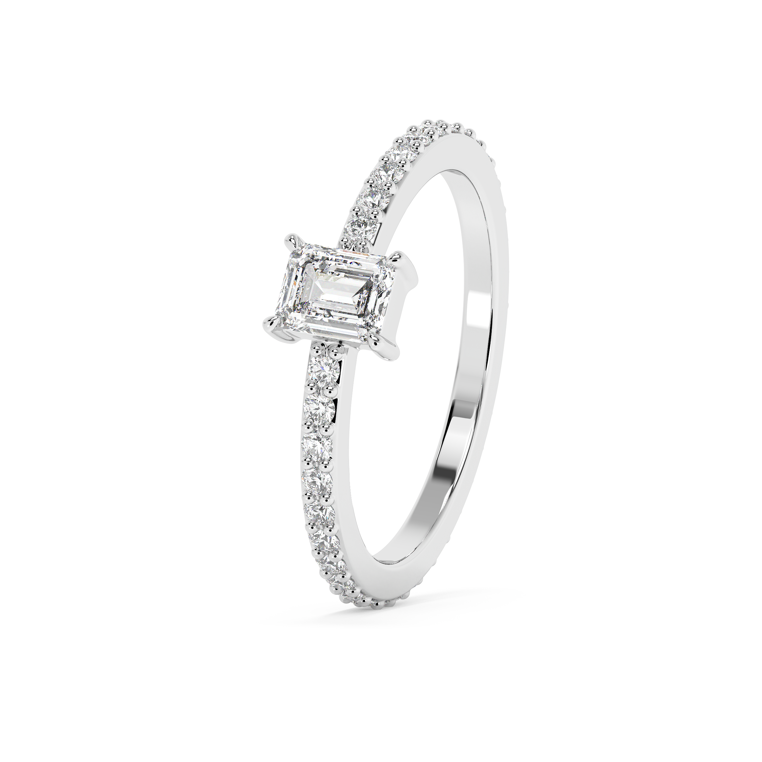 Emerald Solitaire Lab Grown Diamond Engagement Ring