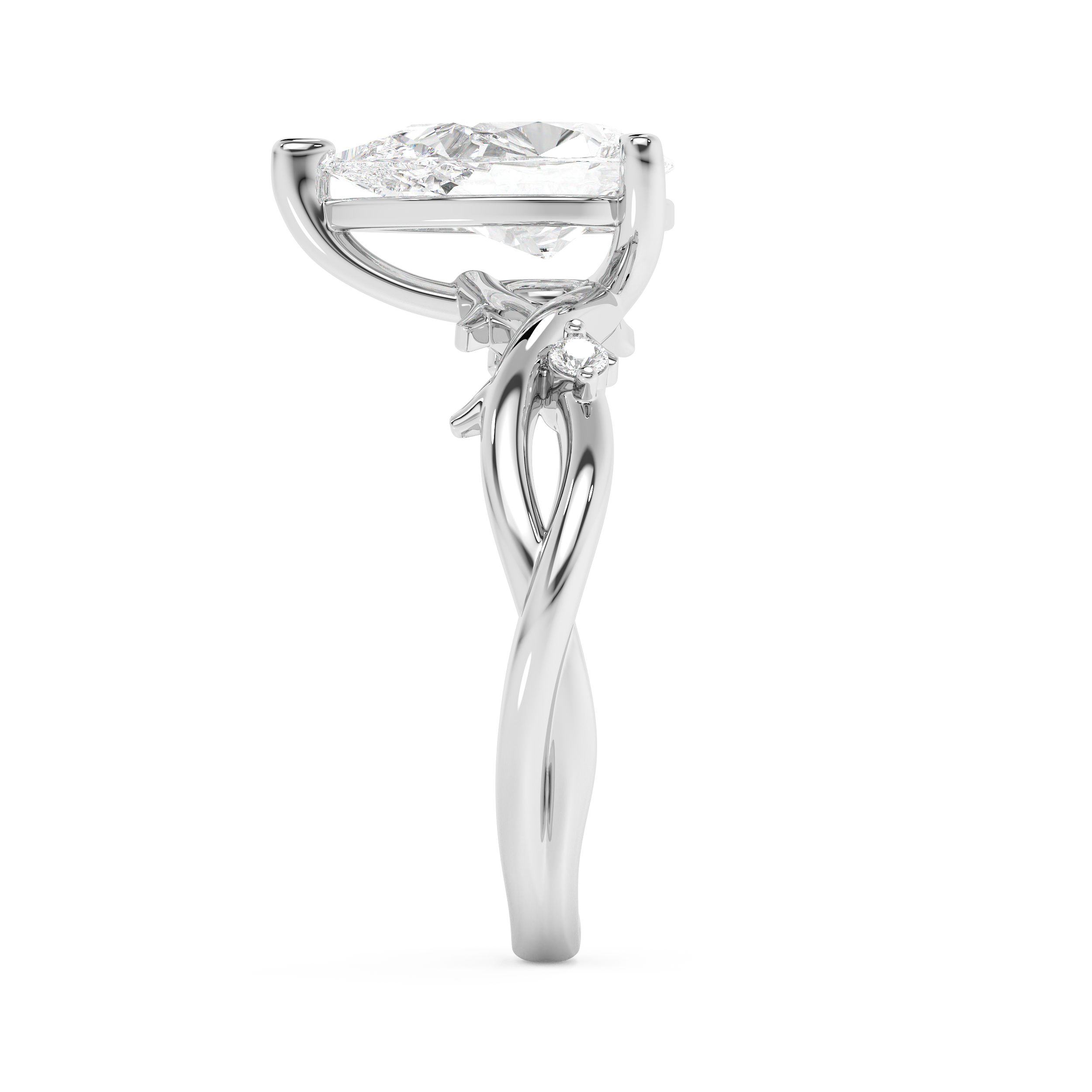 Emerald Solitaire Lab Grown Diamond Engagement Ring