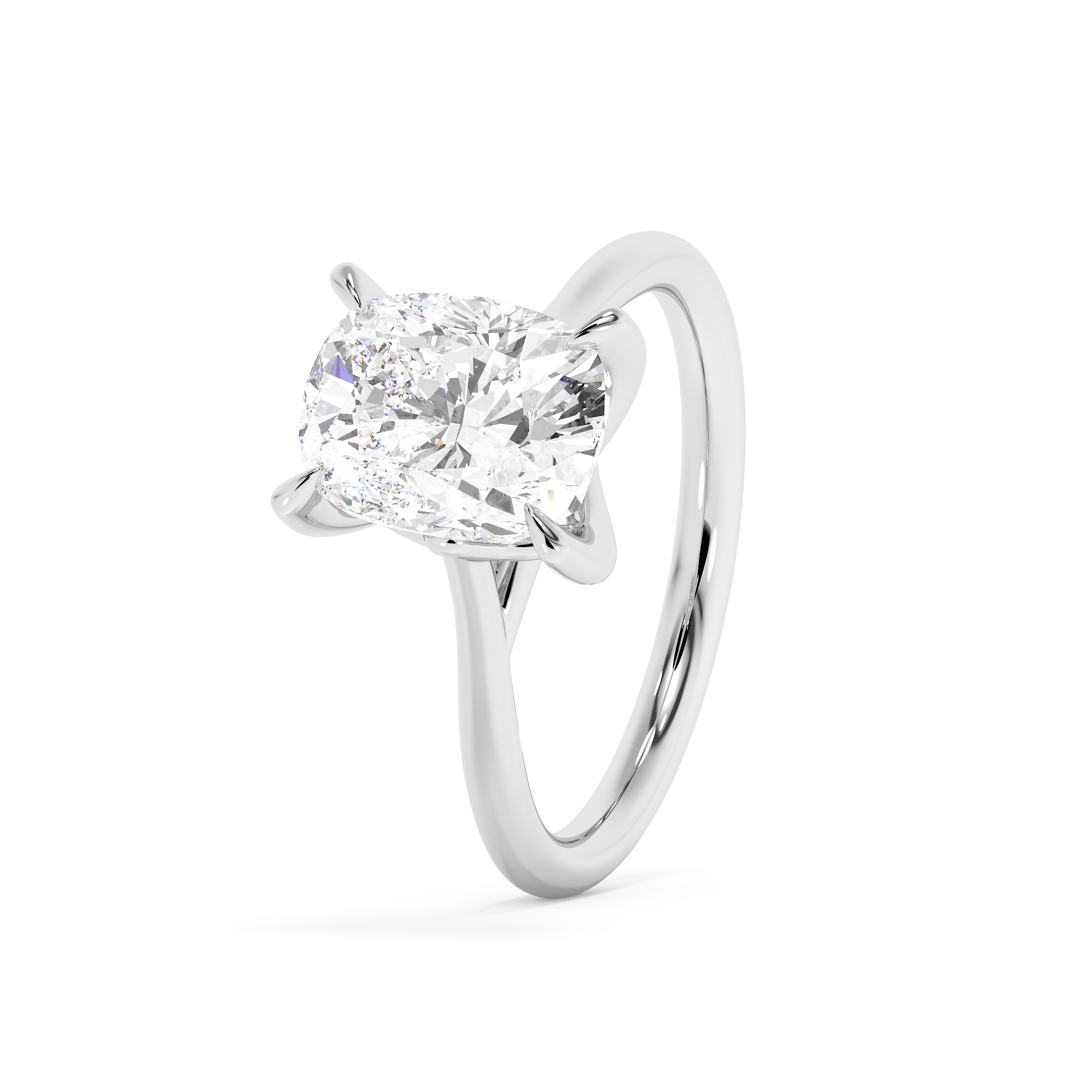 Emerald Solitaire Lab Grown Diamond Engagement Ring