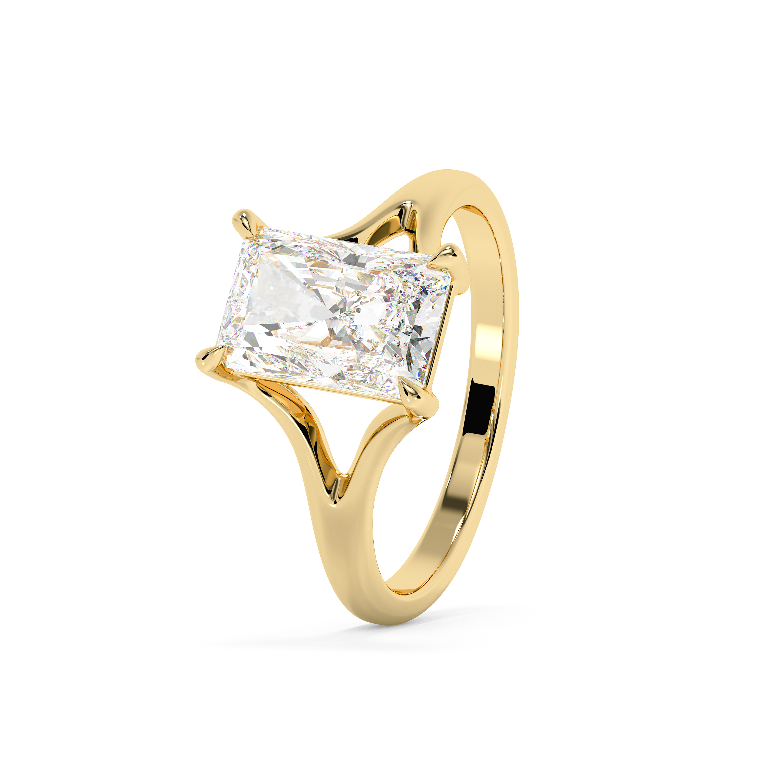 Emerald Solitaire Lab Grown Diamond Engagement Ring