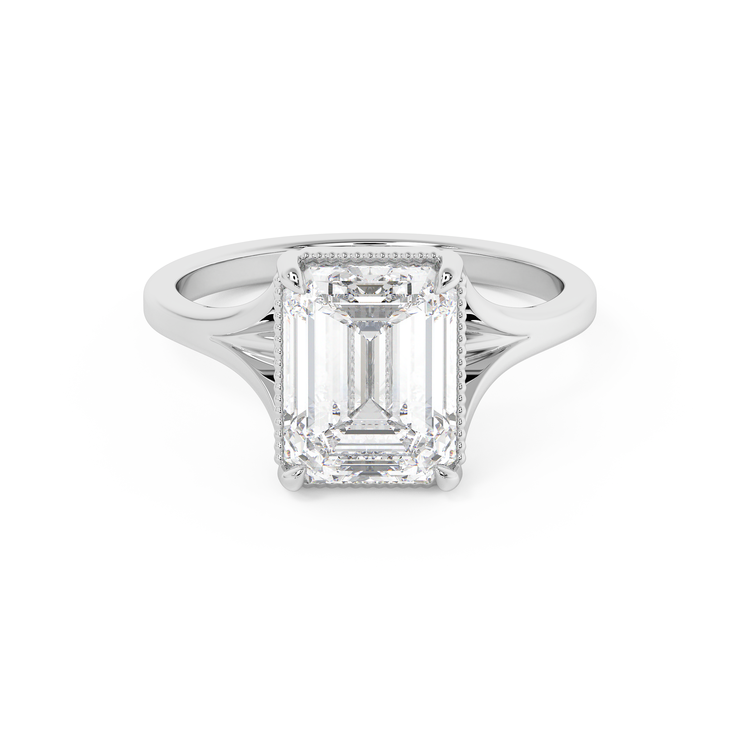 Emerald Solitaire Lab Grown Diamond Engagement Ring
