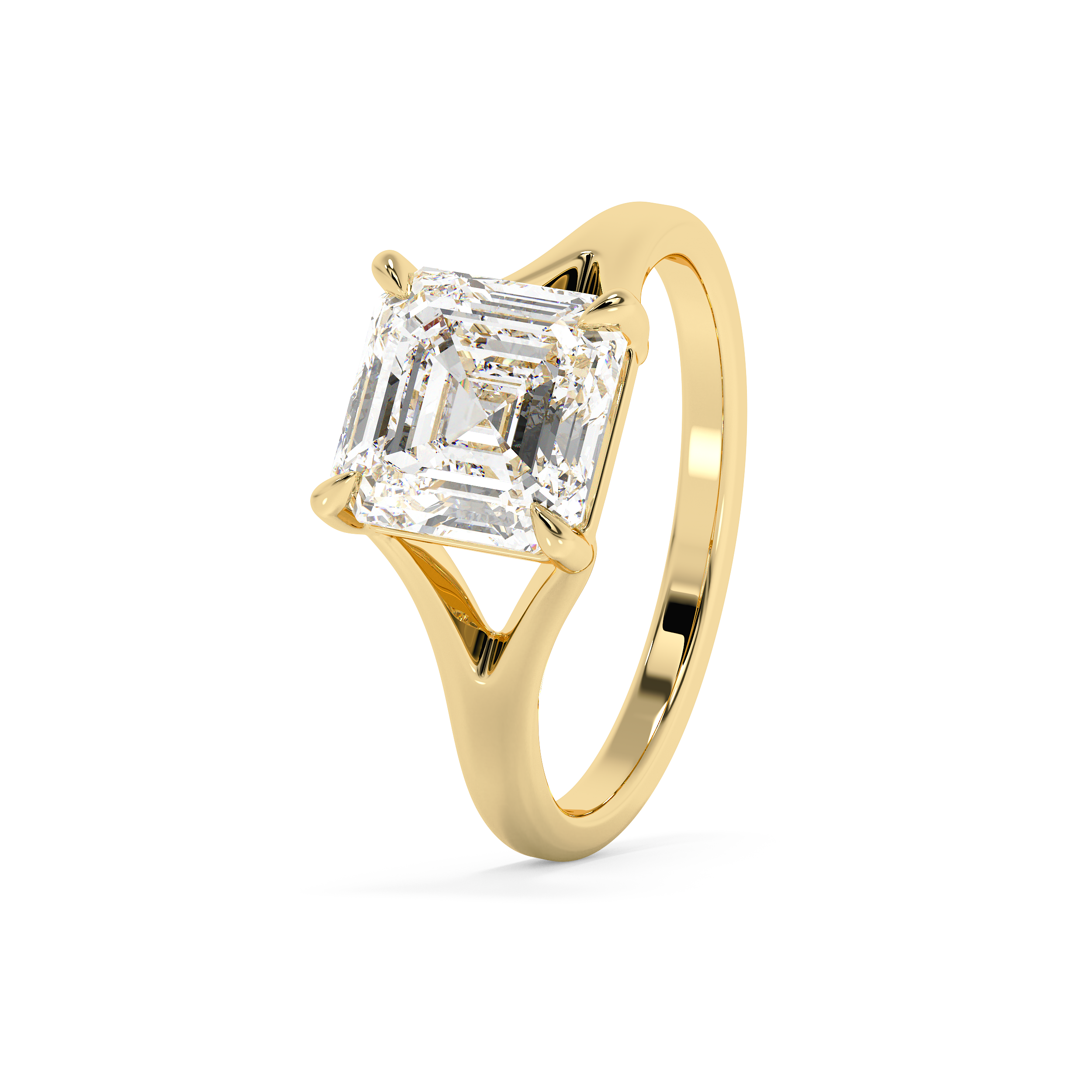 Emerald Solitaire Lab Grown Diamond Engagement Ring