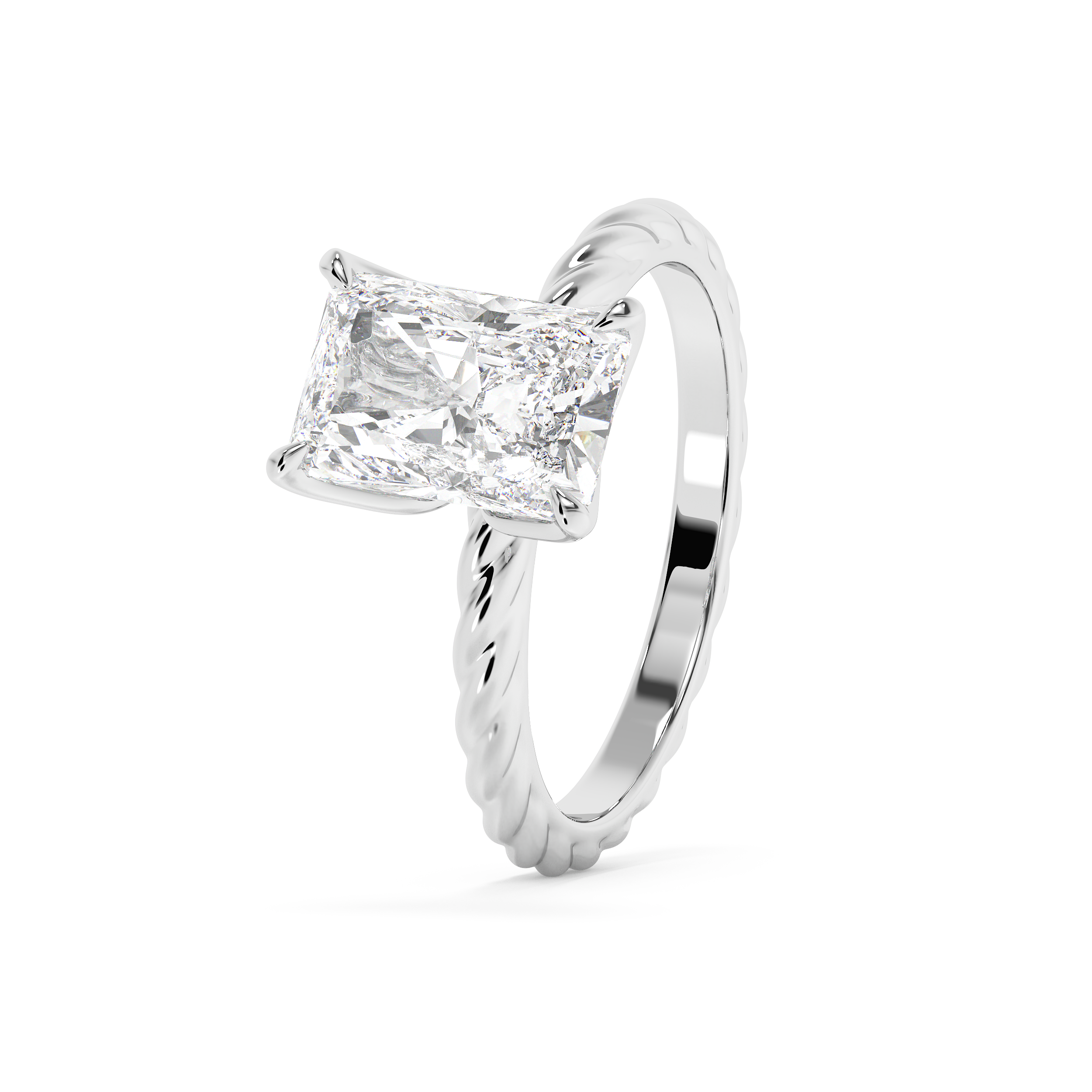 Emerald Solitaire Lab Grown Diamond Engagement Ring